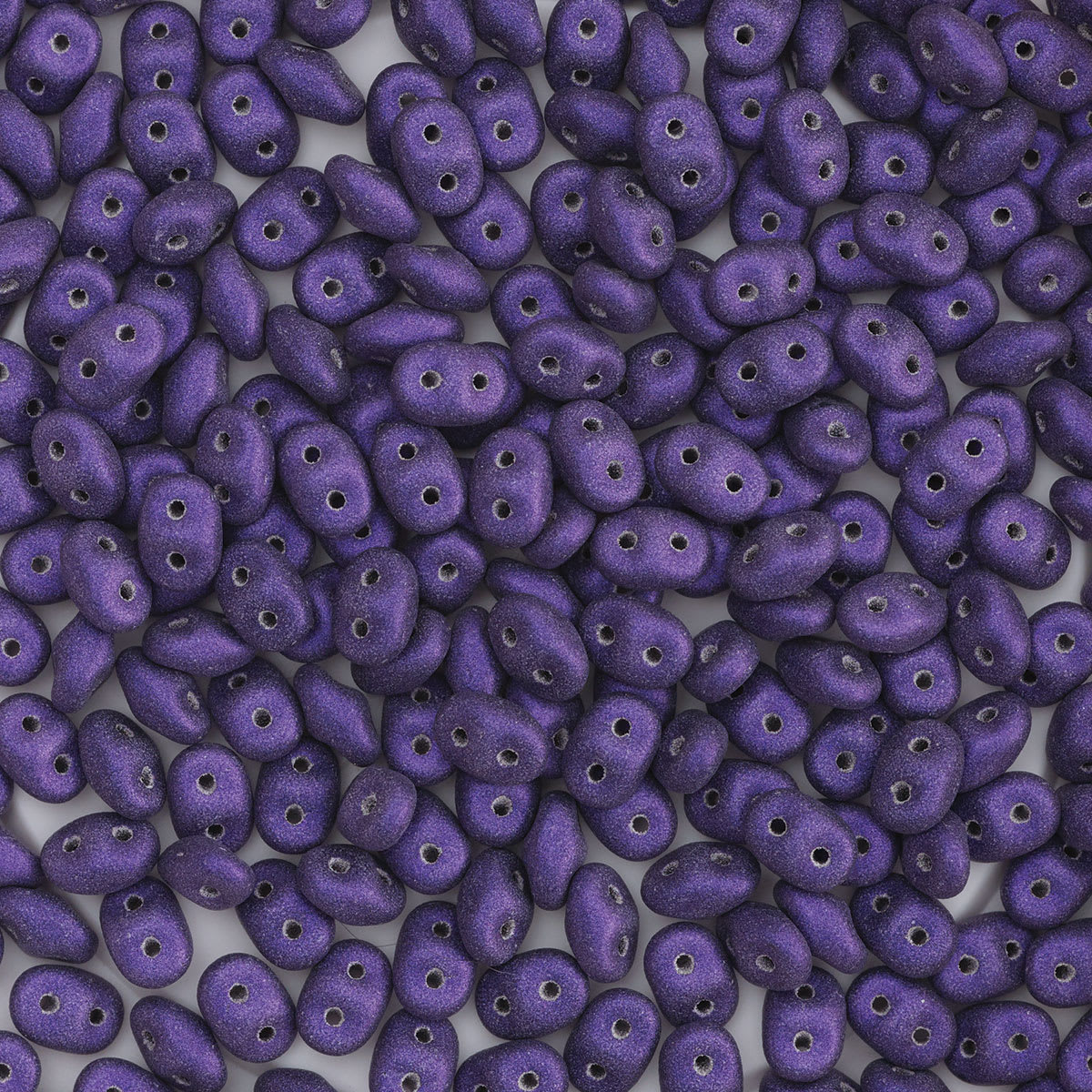 John Bead Czech Glass SuperDuo Two-Hole Beads - Purple, Metallic Suede, 22 g vial