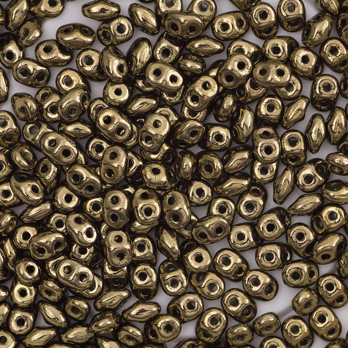 John Bead Czech Glass SuperDuo Two-Hole Beads - Pile of Bronze beads shown