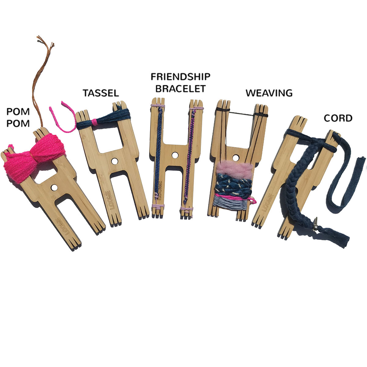 Loome Fiber Craft Tools - Several Robot Tools with various crafts in process