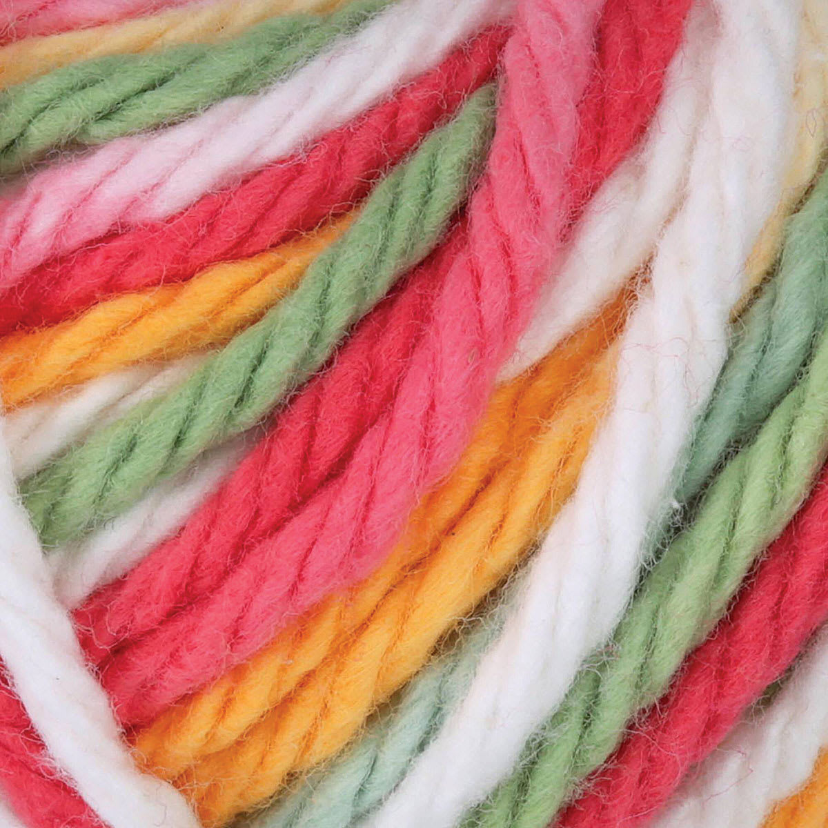 Lily Sugar N' Cream Yarn - 2 oz, 4-Ply, Mango Madness Ombre (Close-up of yarn)