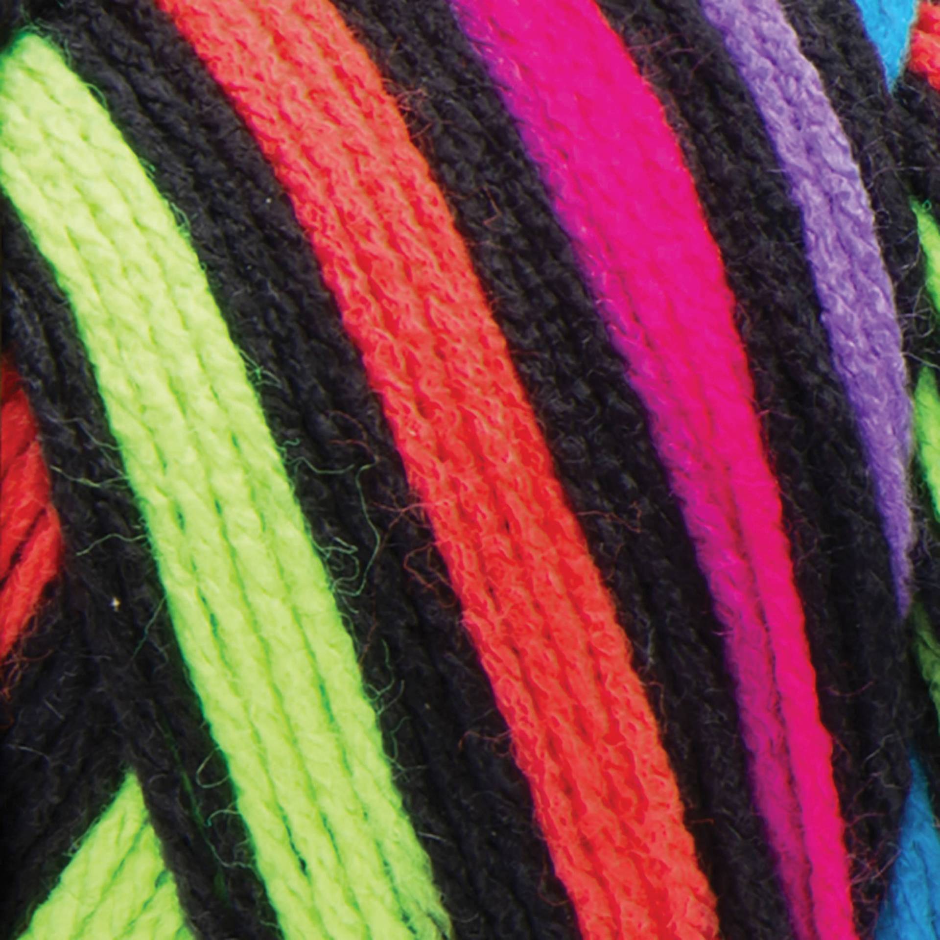 Red Heart Super Saver Yarn - Neon Stripes, close-up