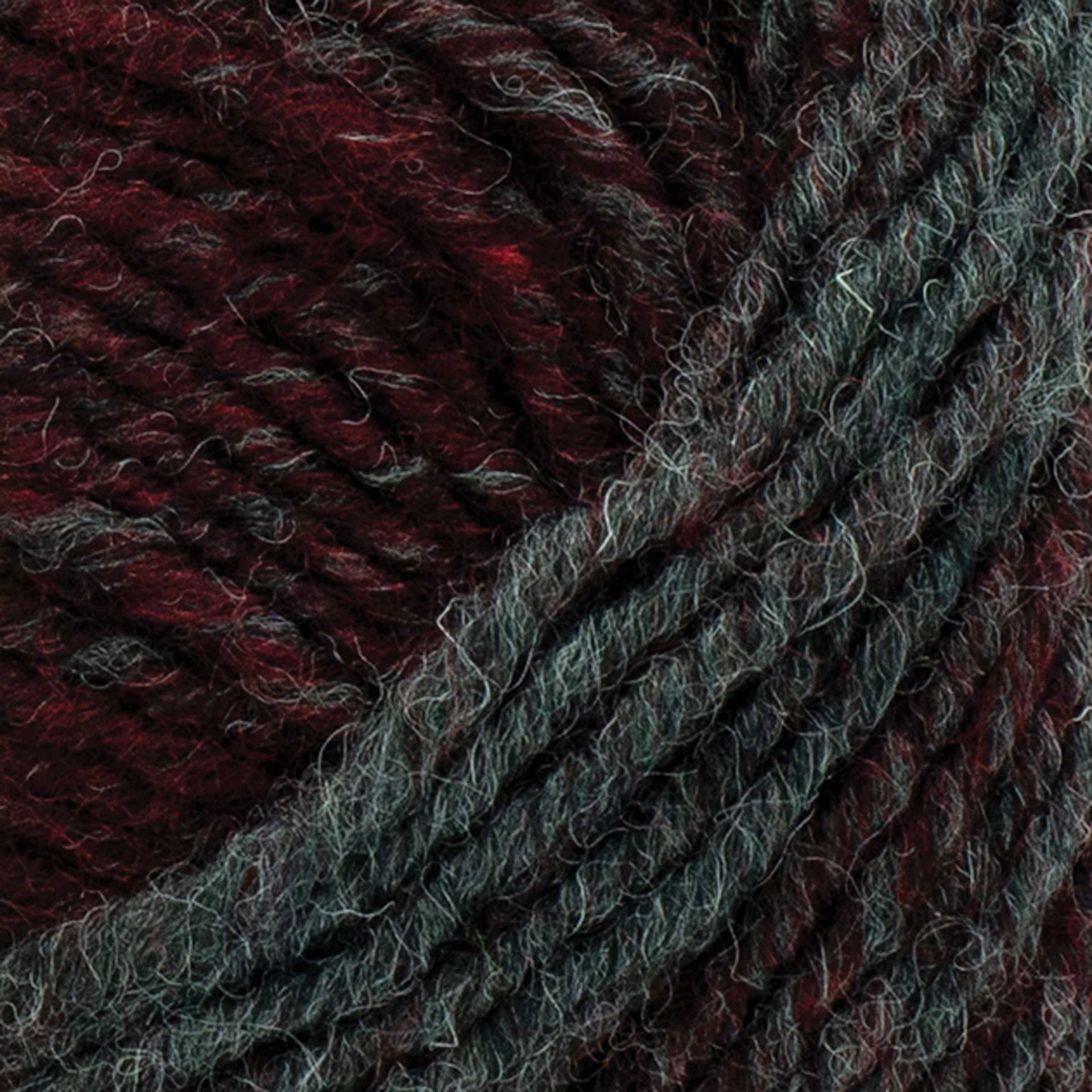 Lion Brand Scarfie Yarn - Claret/Oxford, 312 yds close-up to show texture