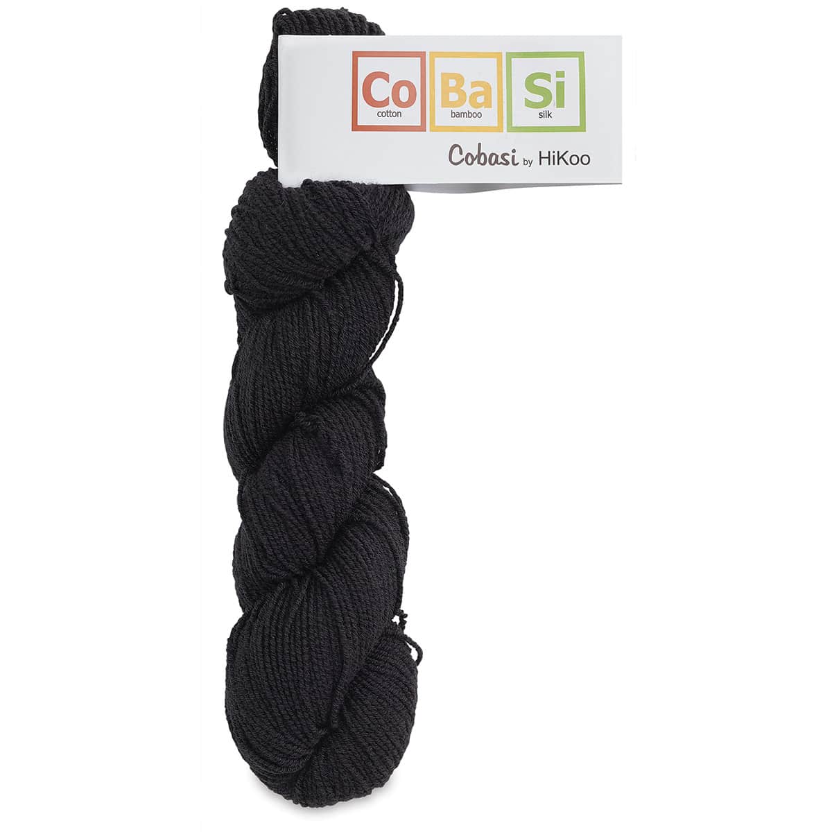 HiKoo CoBaSi Yarn - Packaged skein of Black yarn
