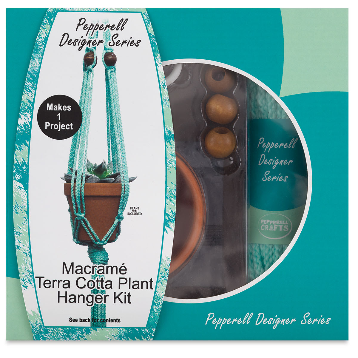 Macramé Plant Hanger Kits - Front view of Clay Pot Planter package