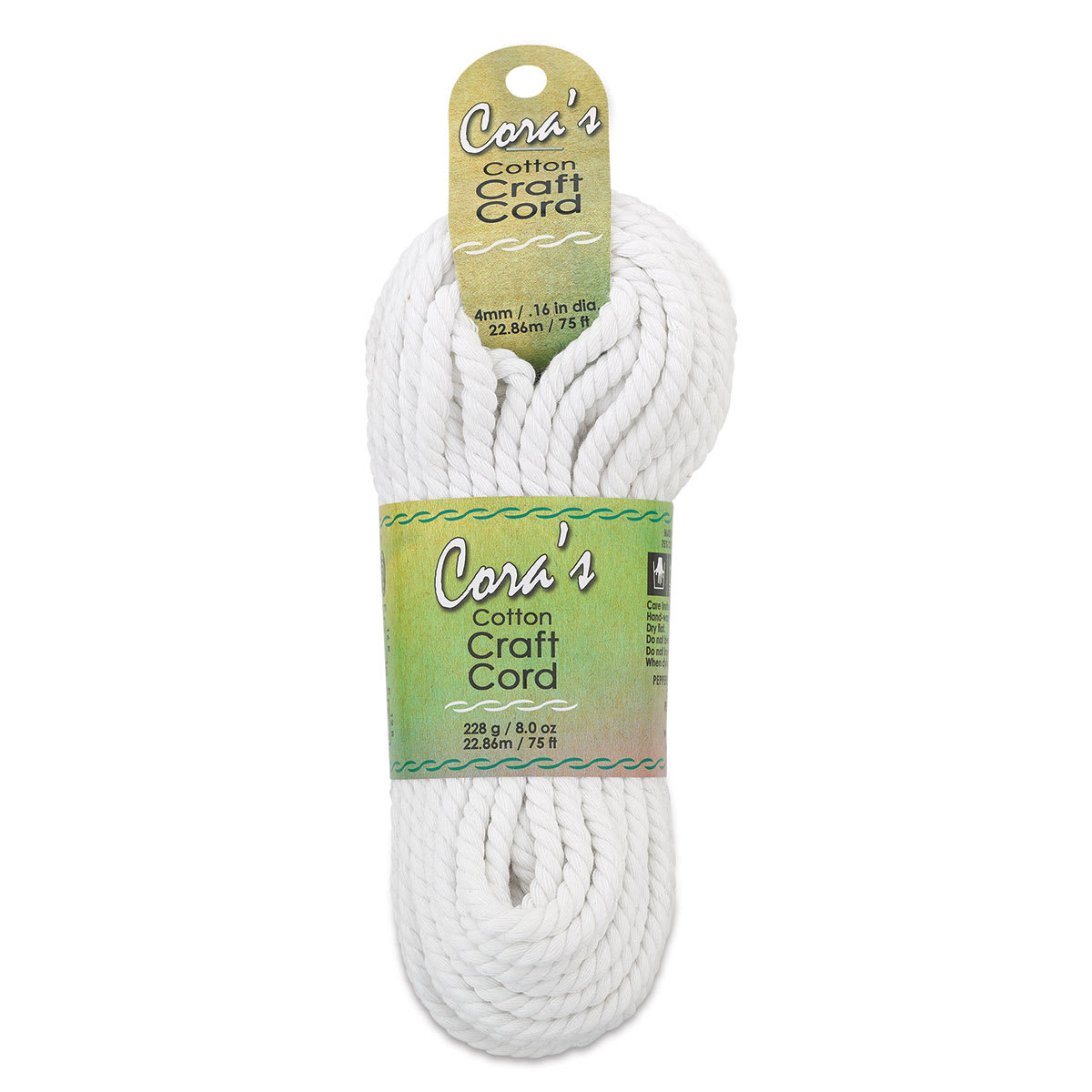 Pepperell Cotton Craft Cord - White, 4 mm, 75 ft