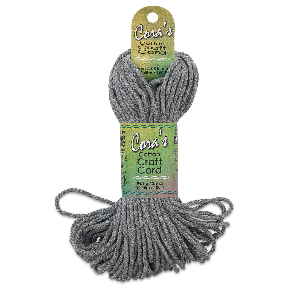 Pepperell Cotton Craft Cord - Charcoal, 2 mm, 100 ft
