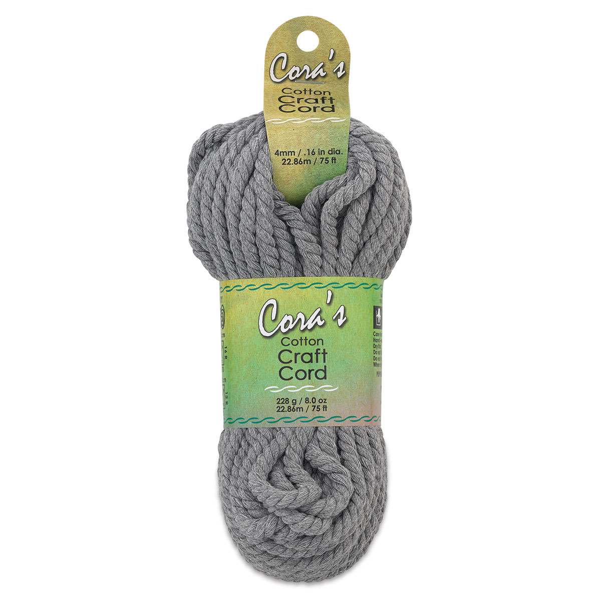 Pepperell Cotton Craft Cord - Charcoal, 4 mm, 75 ft