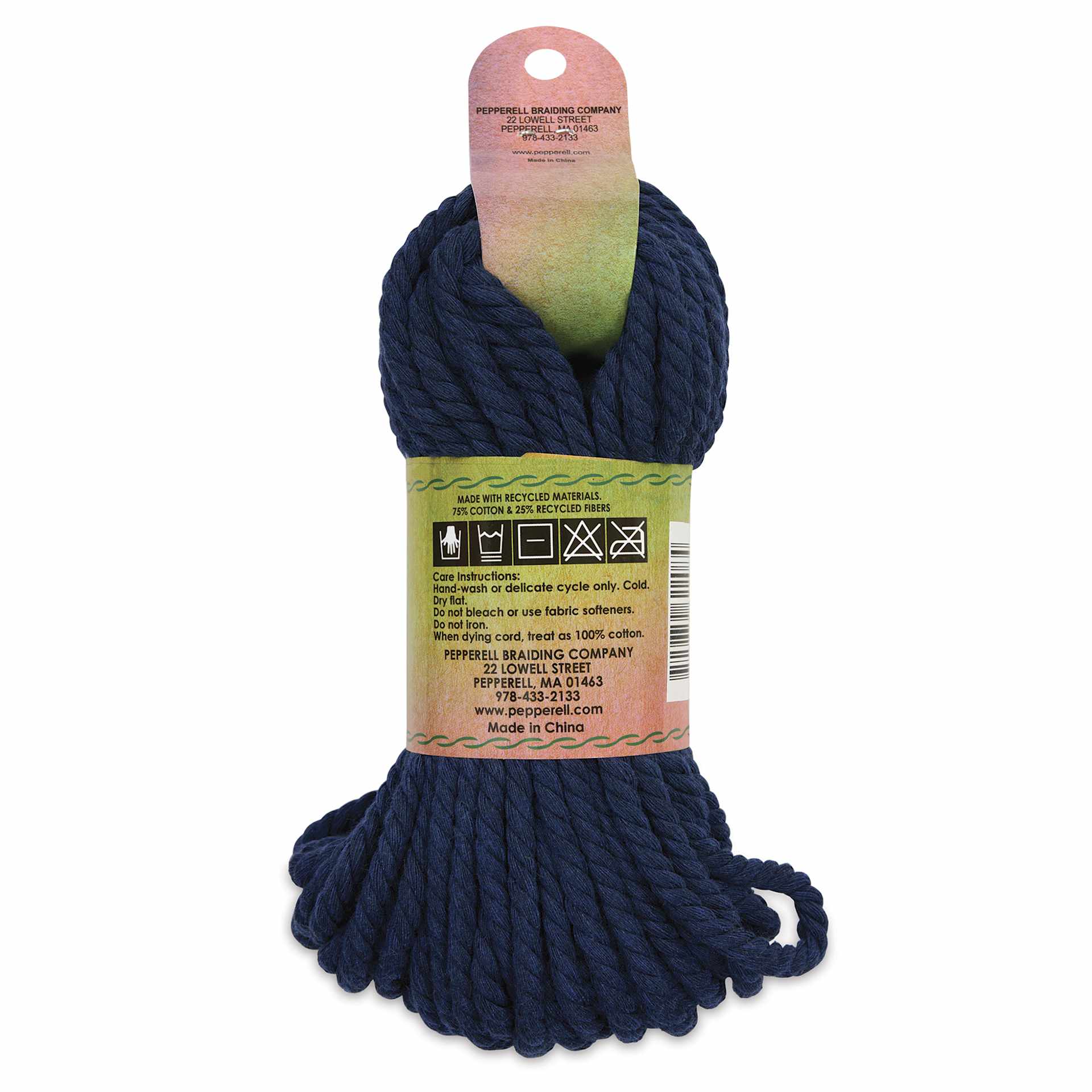 Pepperell Cotton Craft Cord - Navy, 4 mm, 75 ft - back