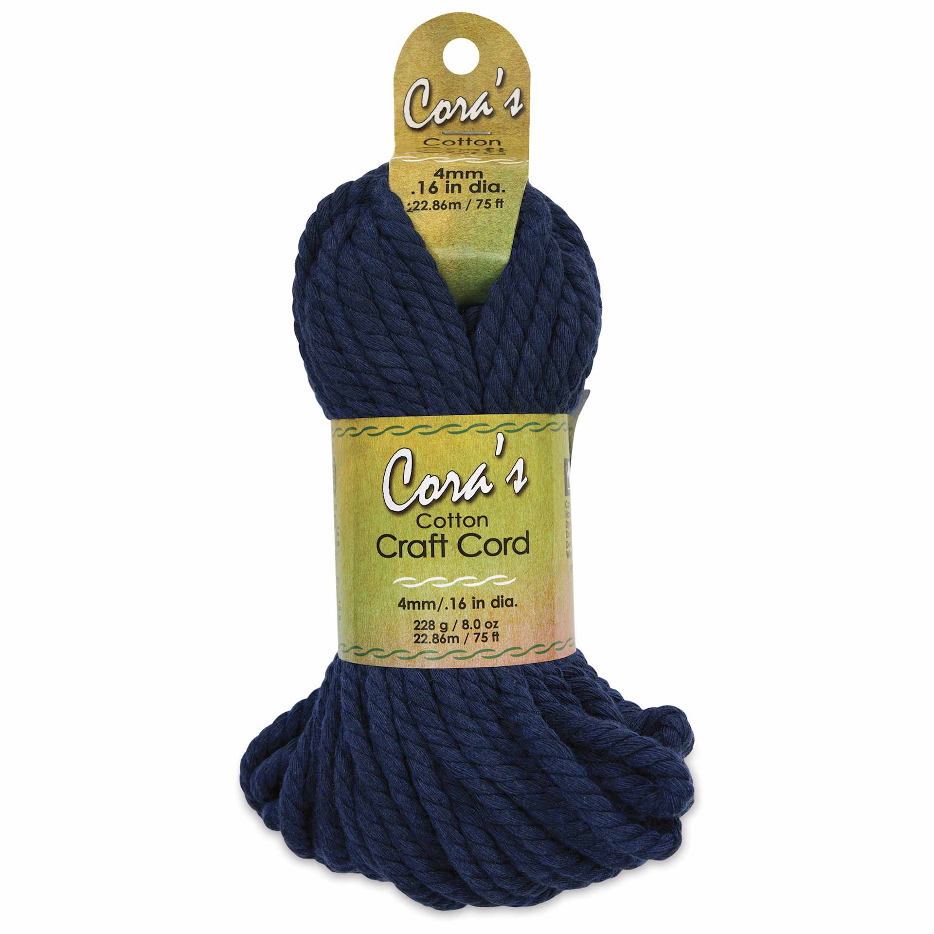 Pepperell Cotton Craft Cord - Navy, 4 mm, 75 ft - front