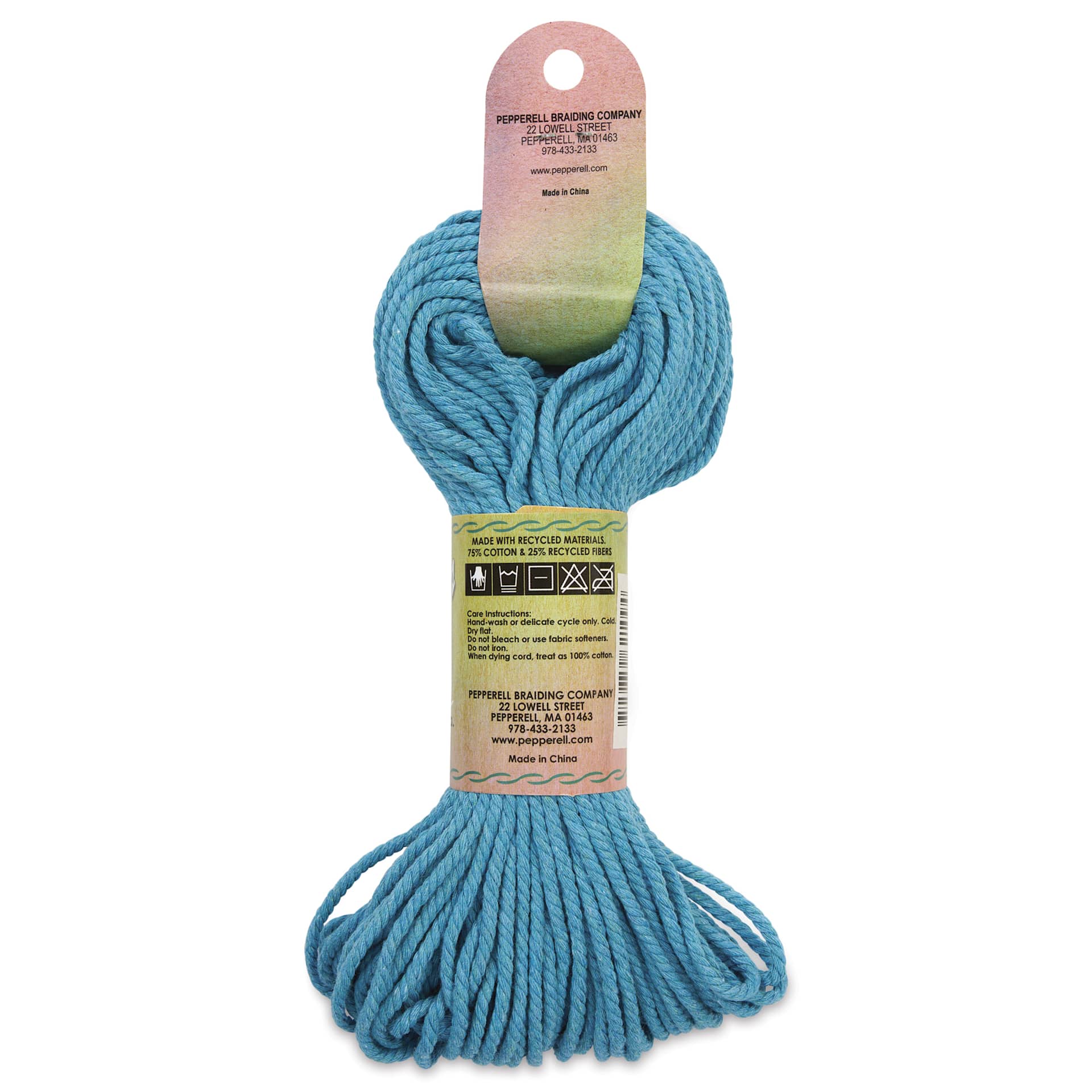 Pepperell Cotton Craft Cord - Turquoise, 2 mm, 100 ft - back