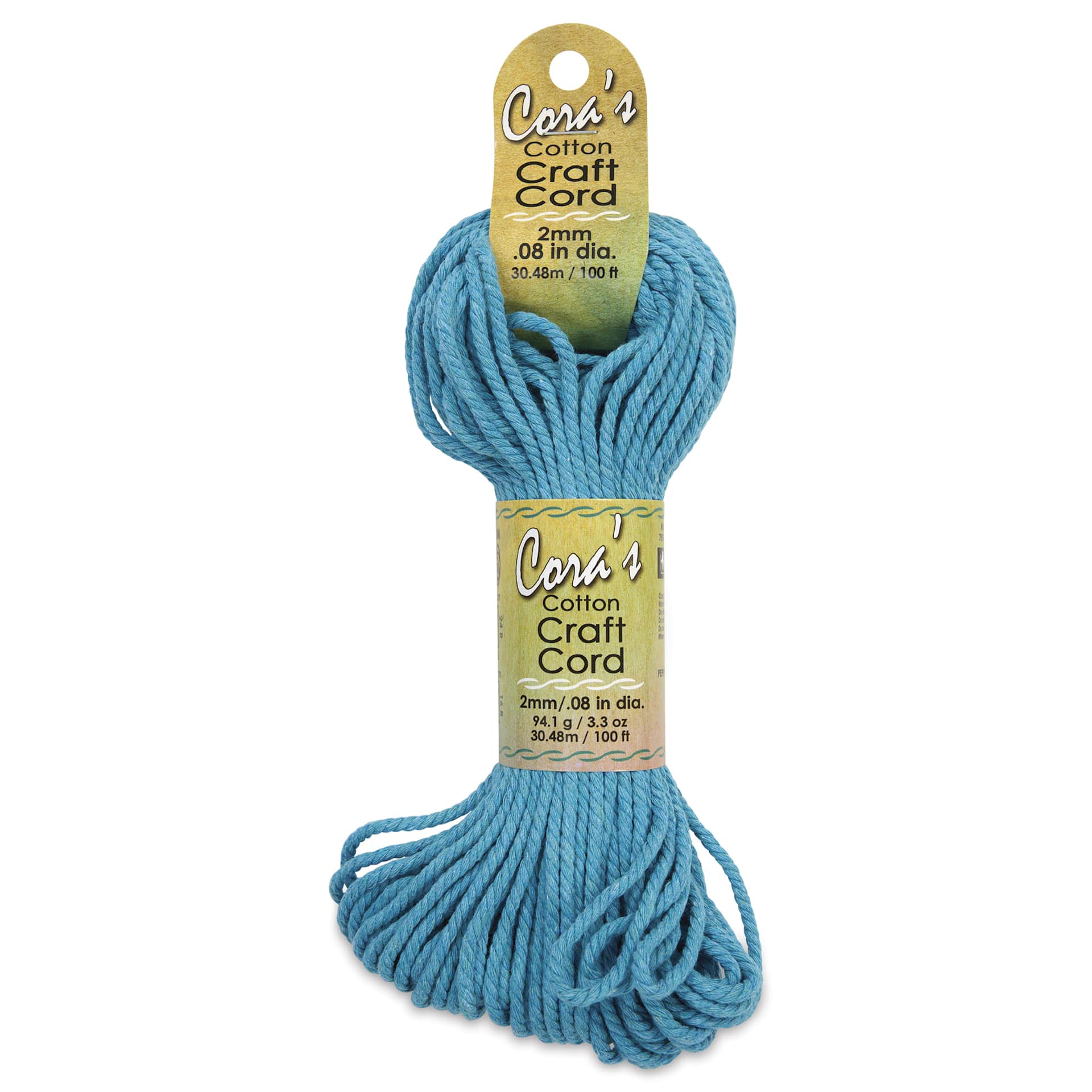 Pepperell Cotton Craft Cord - Turquoise, 2 mm, 100 ft - front
