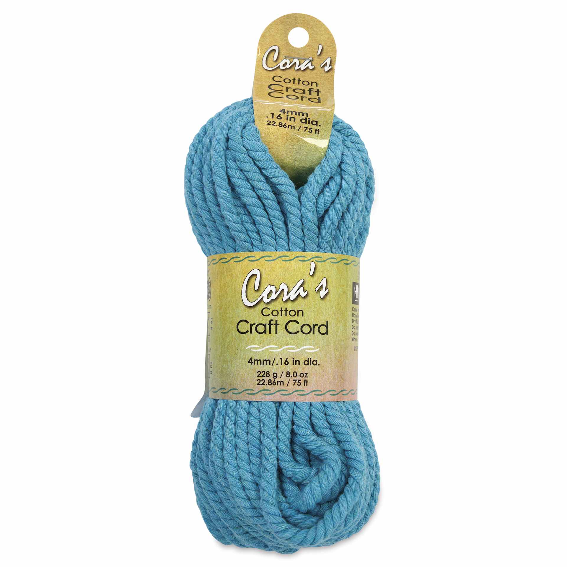 Pepperell Cotton Craft Cord - Turquoise, 4 mm, 75 ft - front