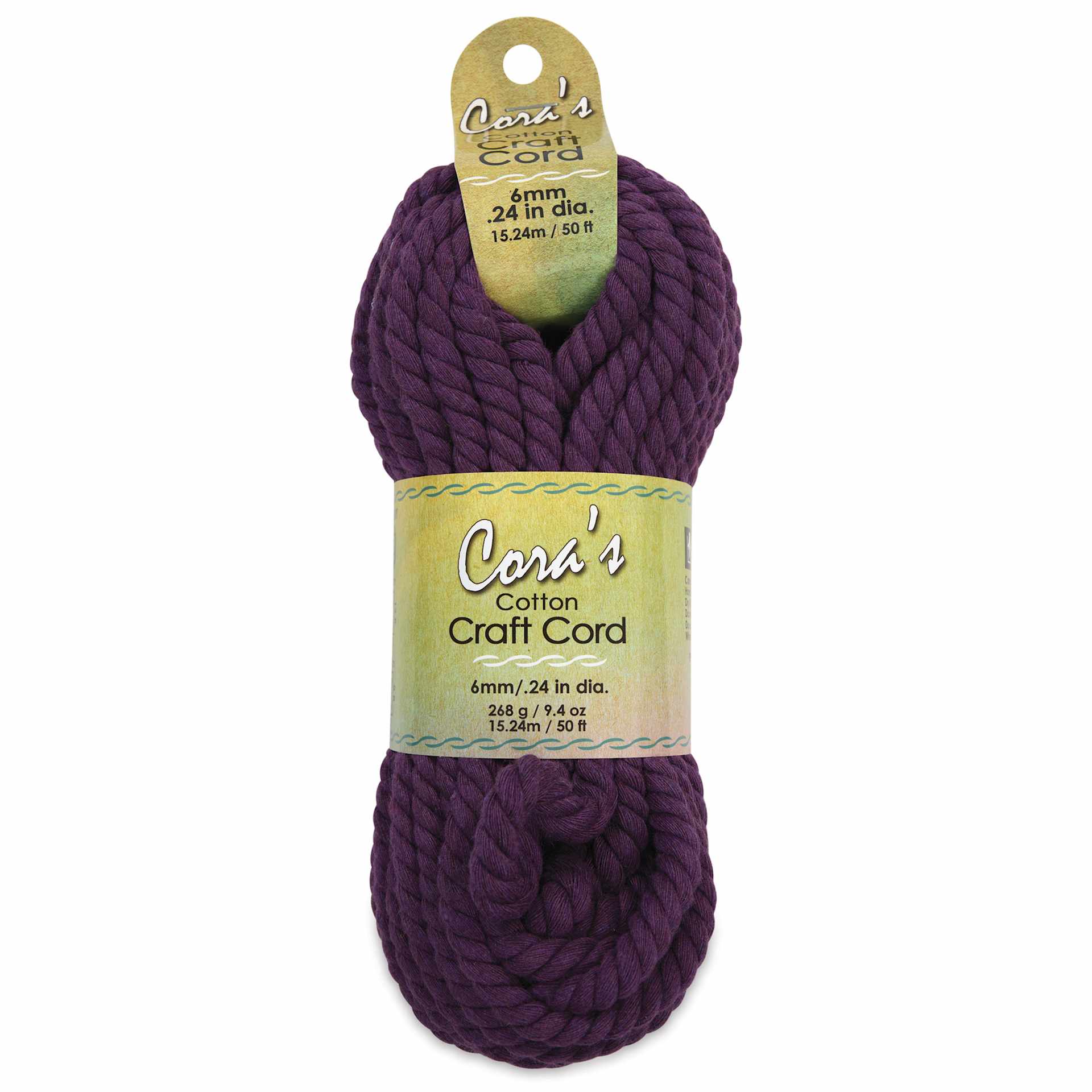 Pepperell Cotton Craft Cord - Plum, 6 mm, 50 ft - front