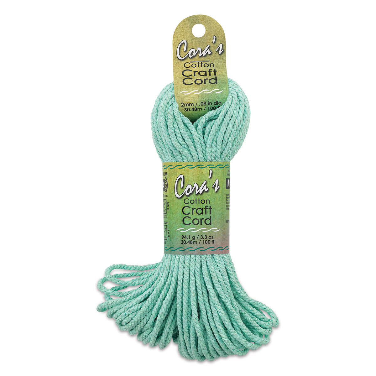 Pepperell Cotton Craft Cord - Mint Green, 2 mm, 100 ft
