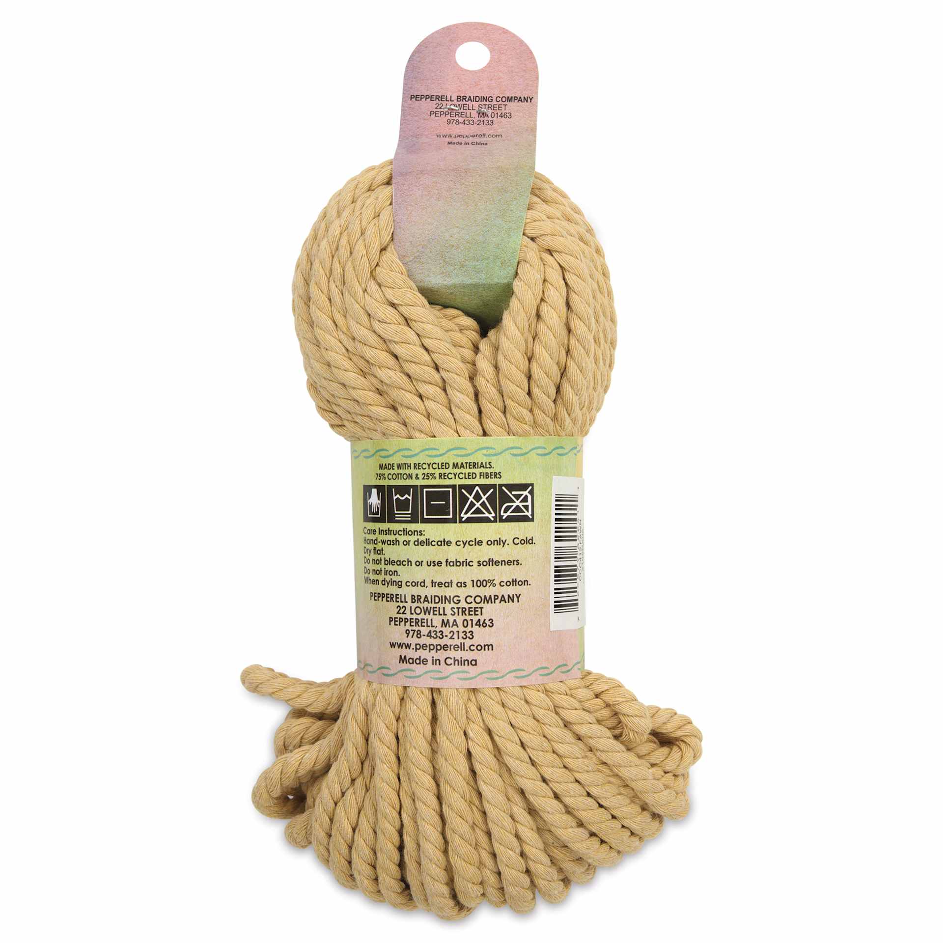 Pepperell Cotton Craft Cord - Fawn, 4 mm, 75 ft - back
