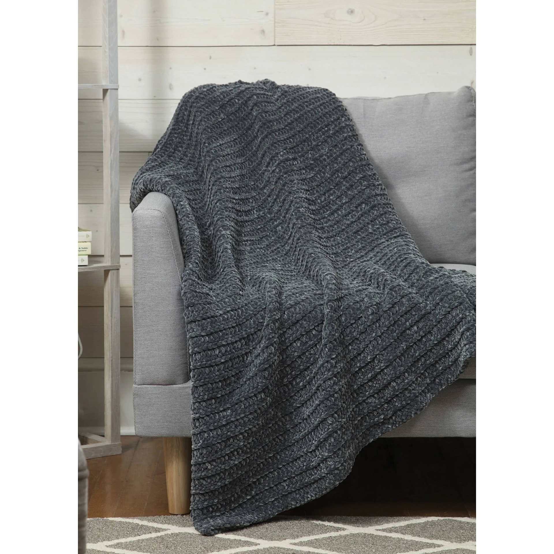 Premier Yarn Retro Velvet Yarn, throw blanket over sofa made with yarn