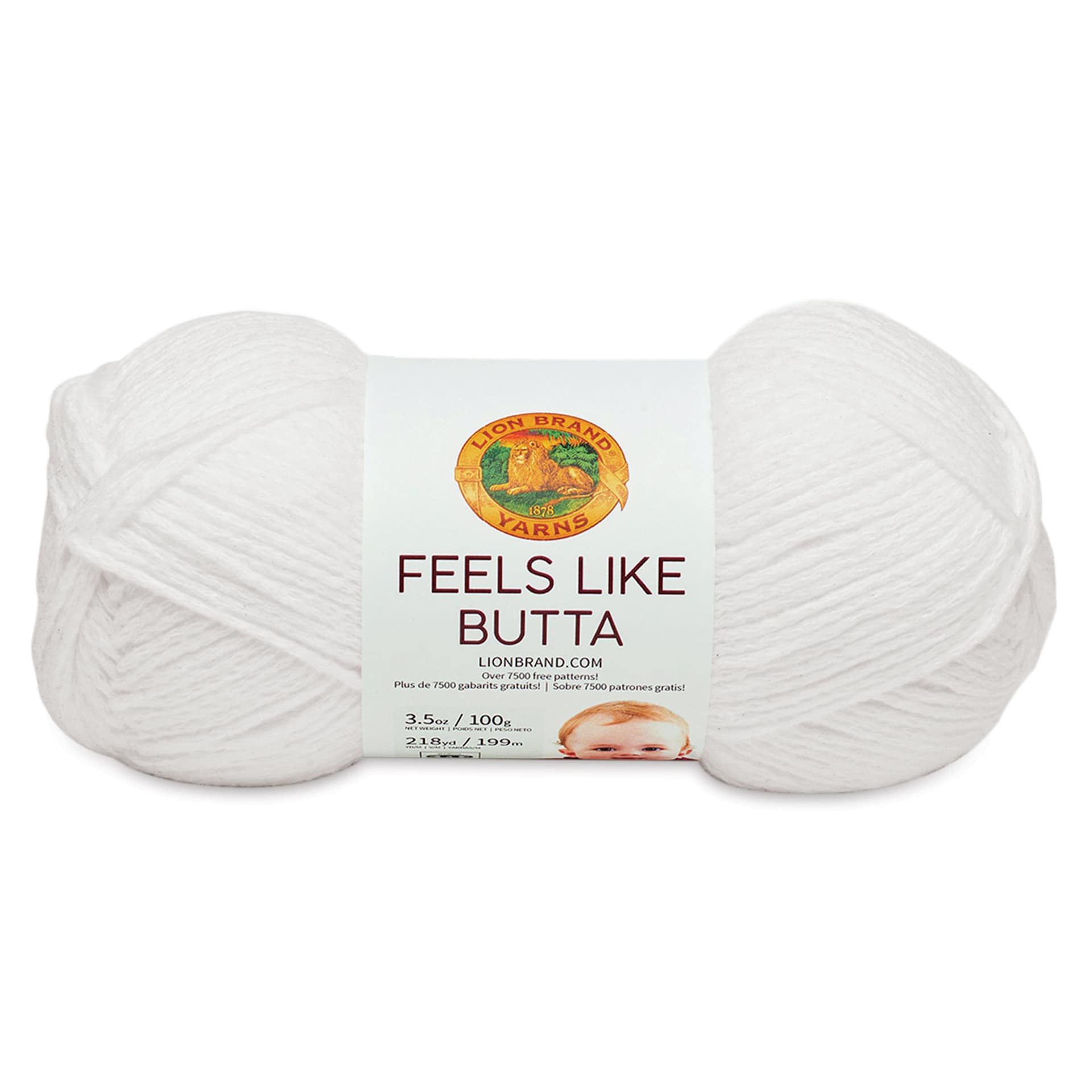 Lion Brand Feels Like Butta Yarn - White, front