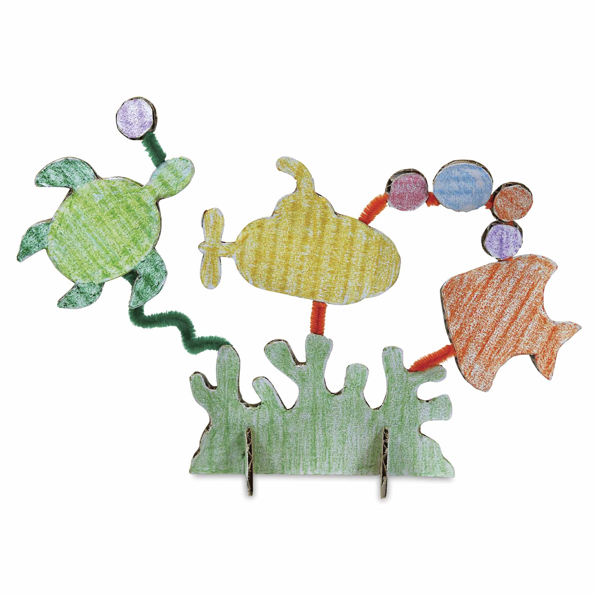 Roylco Sea Life Sculpture Pack - finished example, sea turtle and submarine