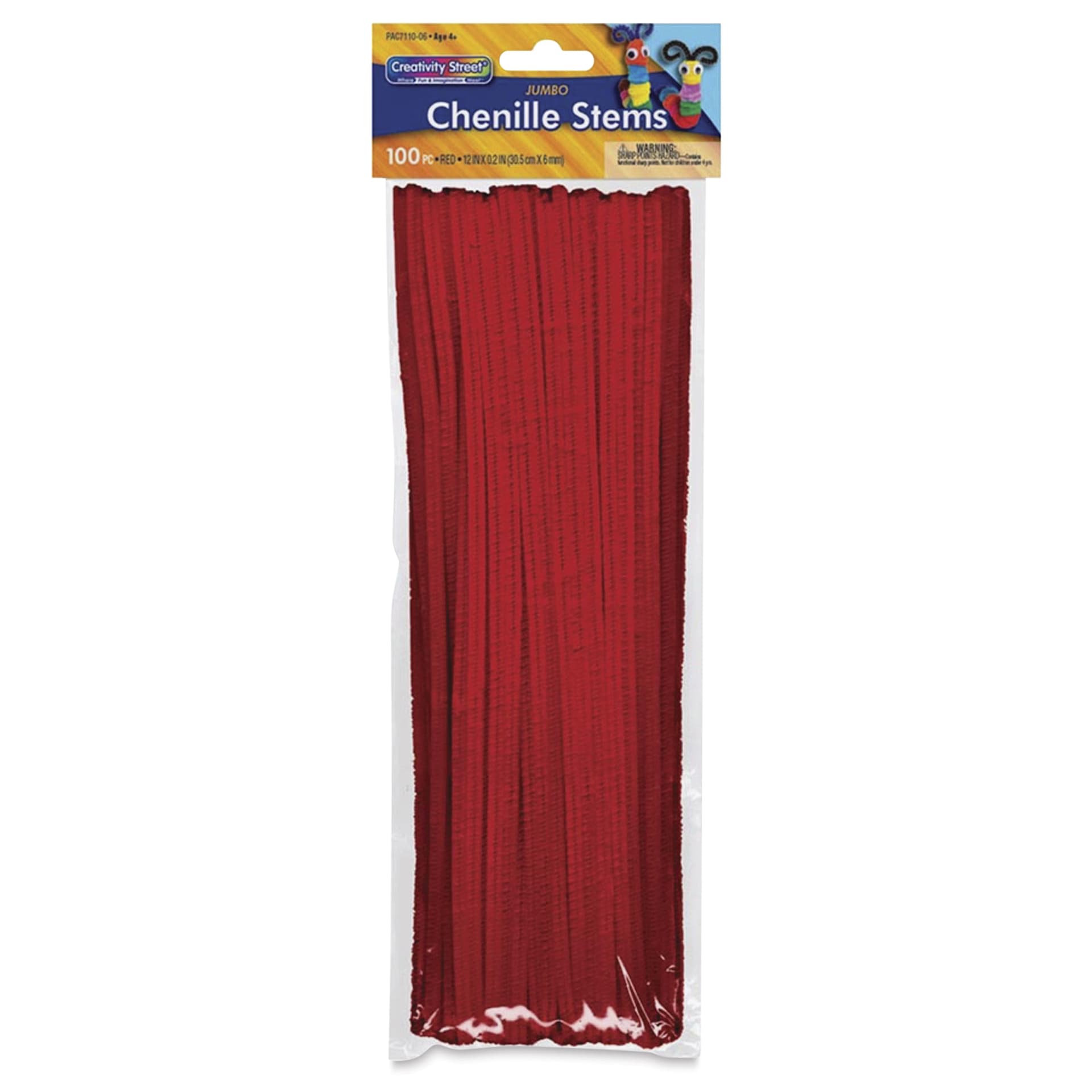 Creativity Street Jumbo Stems - Red, Pkg of 100 - front of packaging
