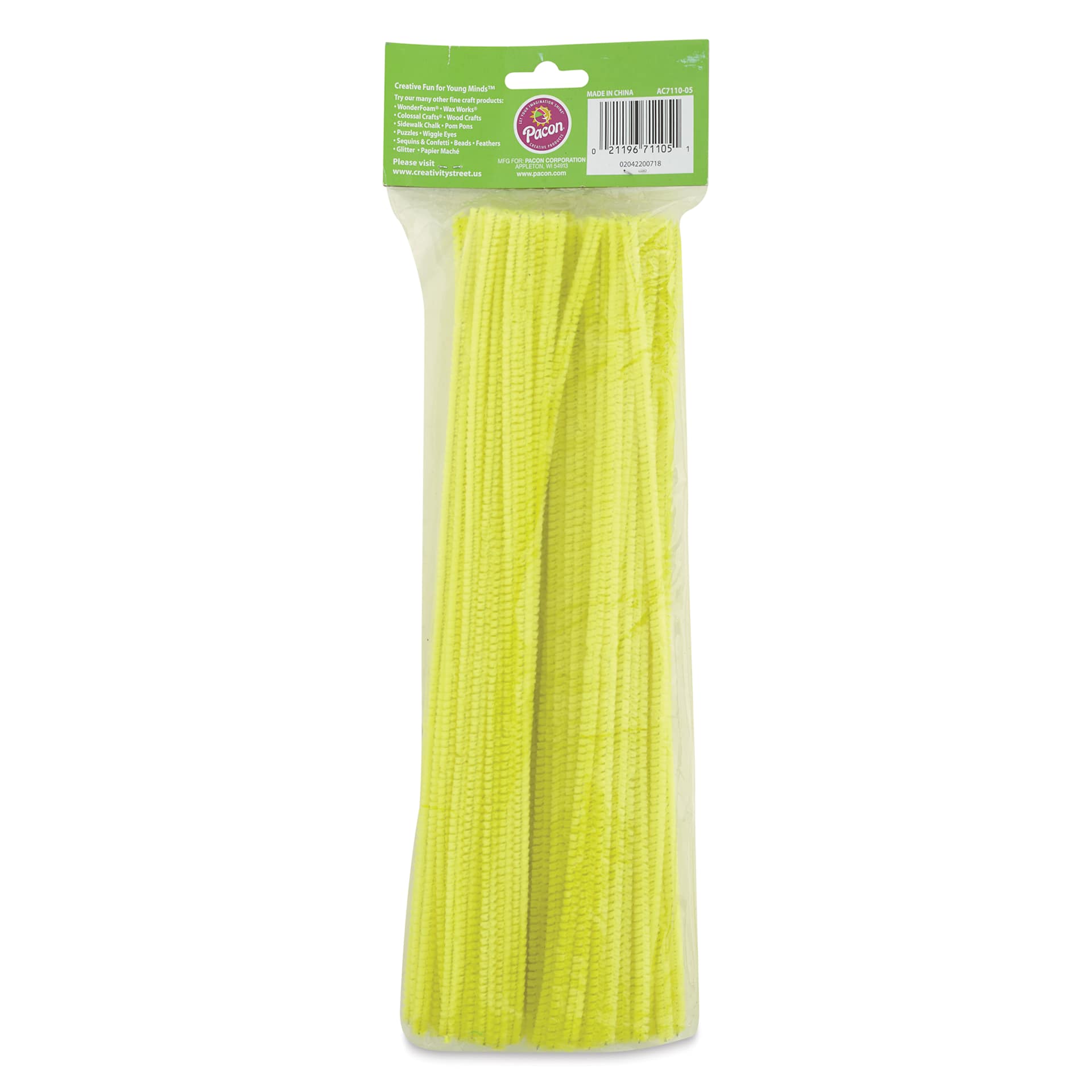 Creativity Street Jumbo Stems - Yellow, Pkg of 100, back of the packaging