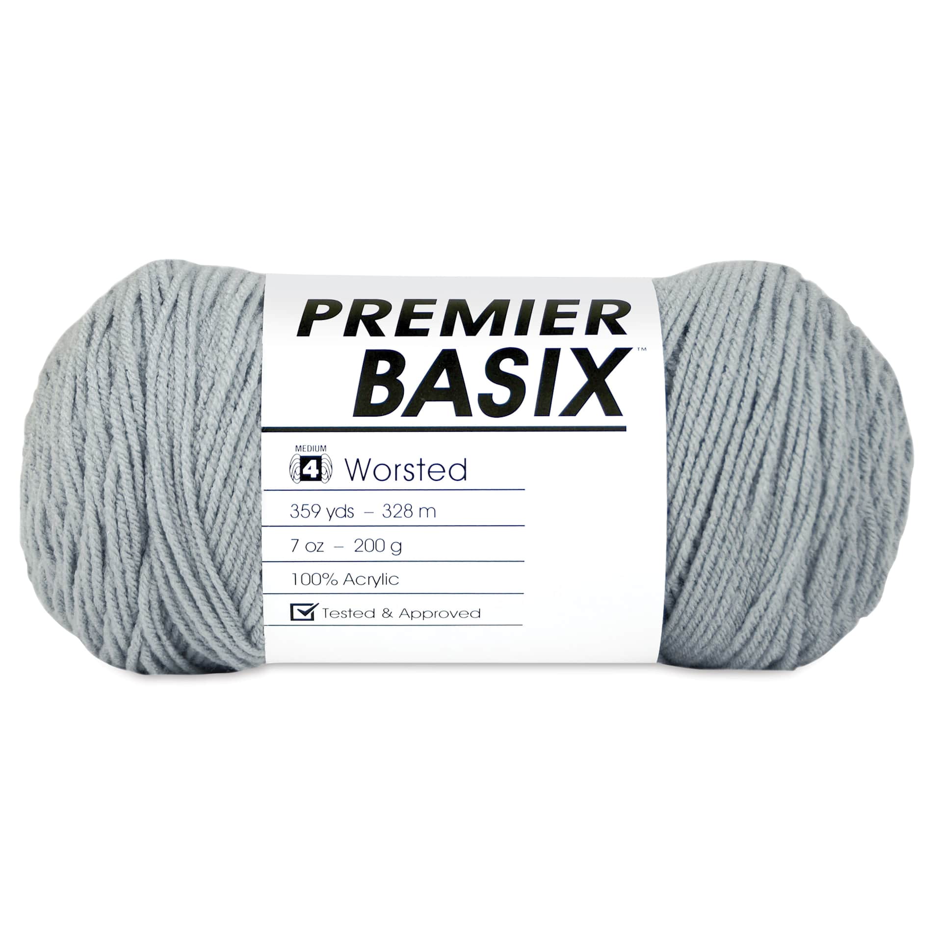 Premier Yarn Basix Worsted Yarn - Light Gray
