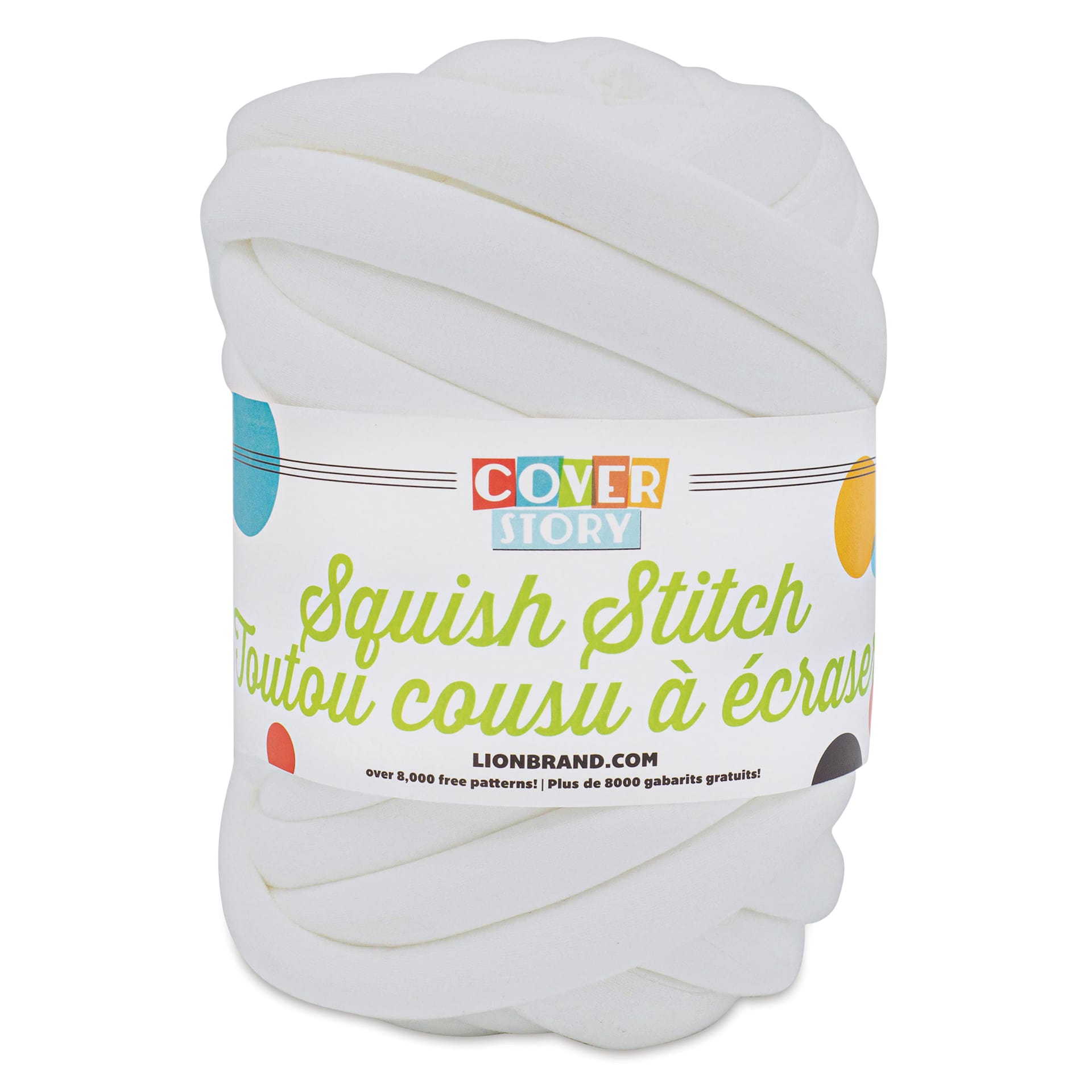 Lion Brand Cover Story Squish Stitch Yarn - Cloud White, 26 yards