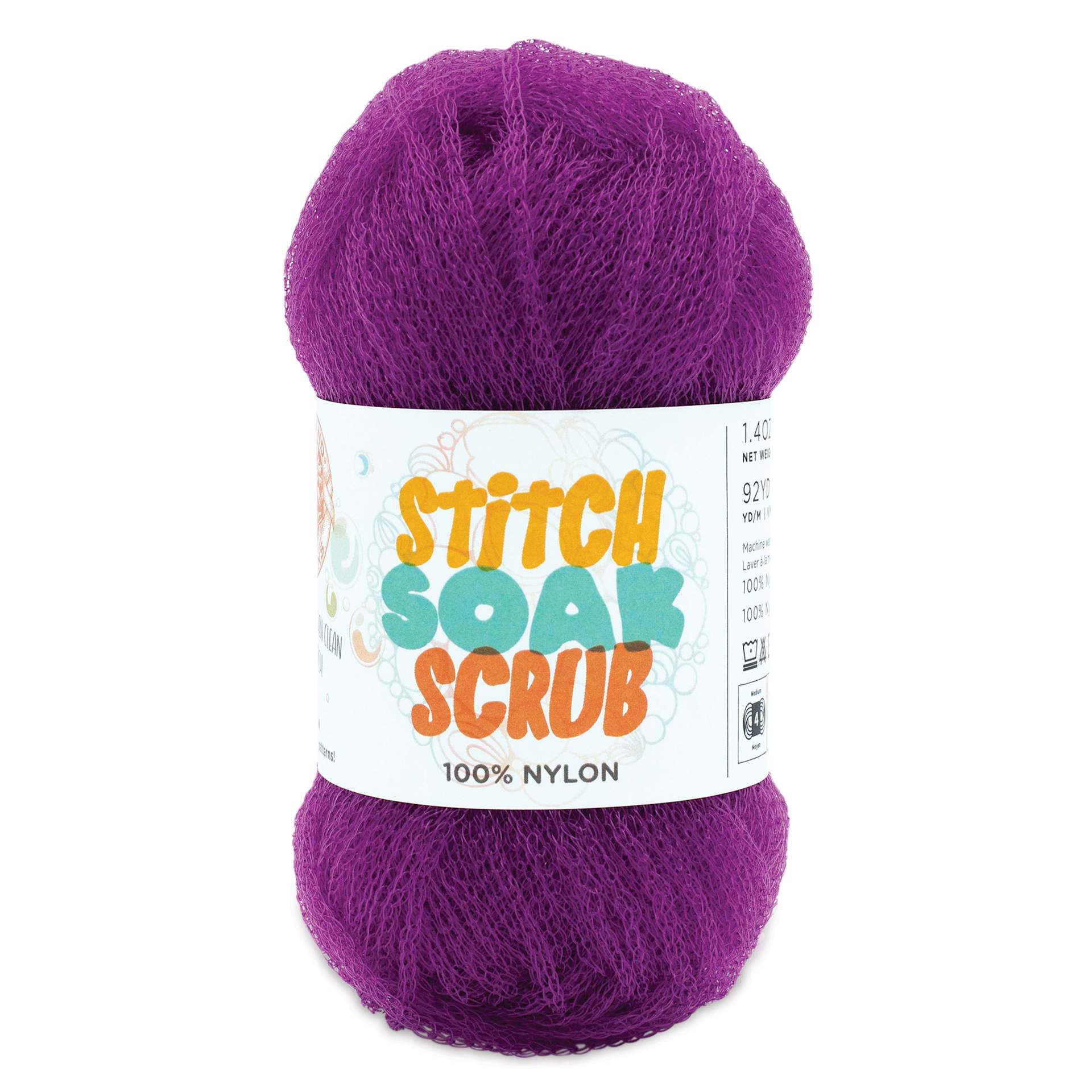 Lion Brand Stitch Soak Scrub Yarn - Pansy, 92 yds