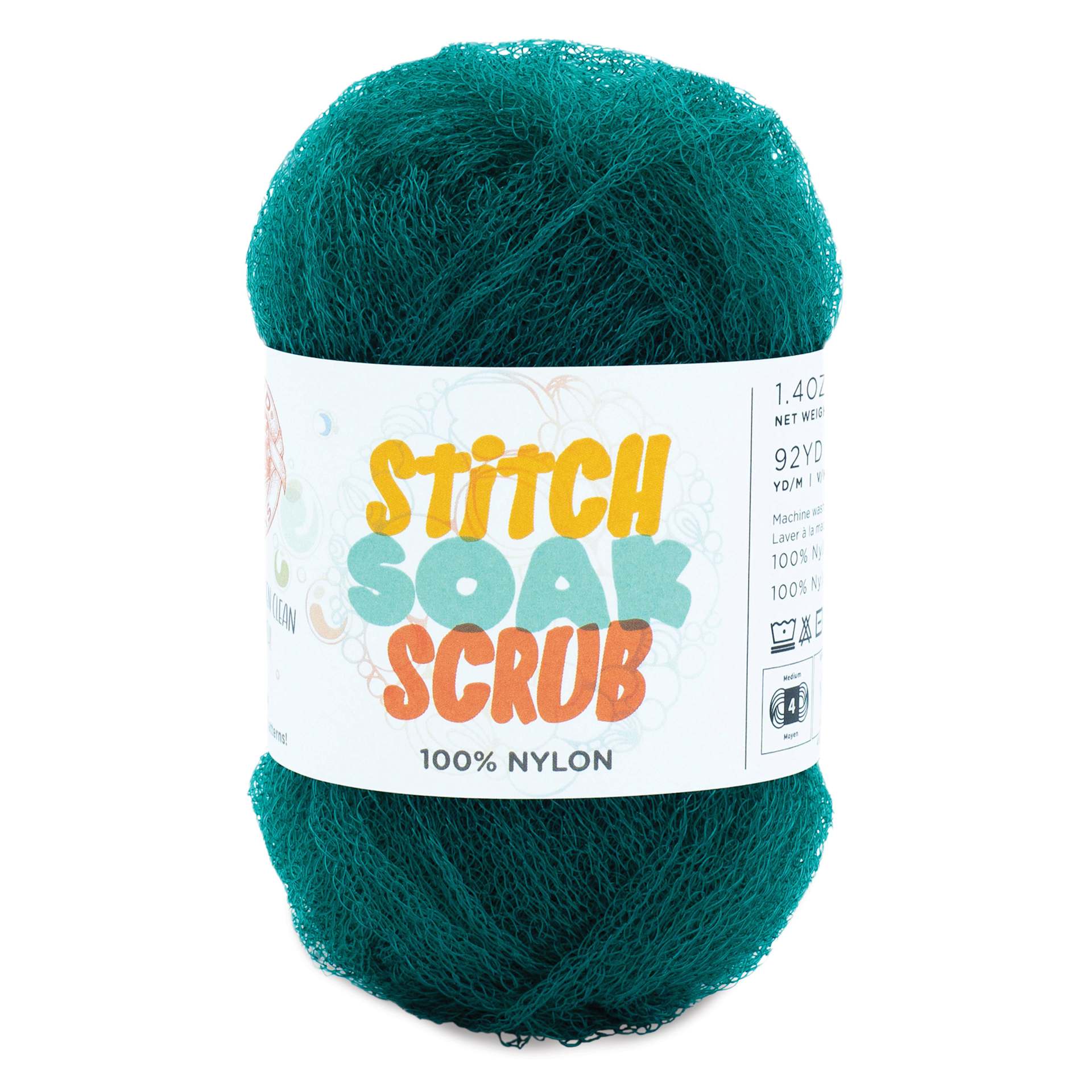 Lion Brand Stitch Soak Scrub Yarn - Quetzal Green, 92 yds