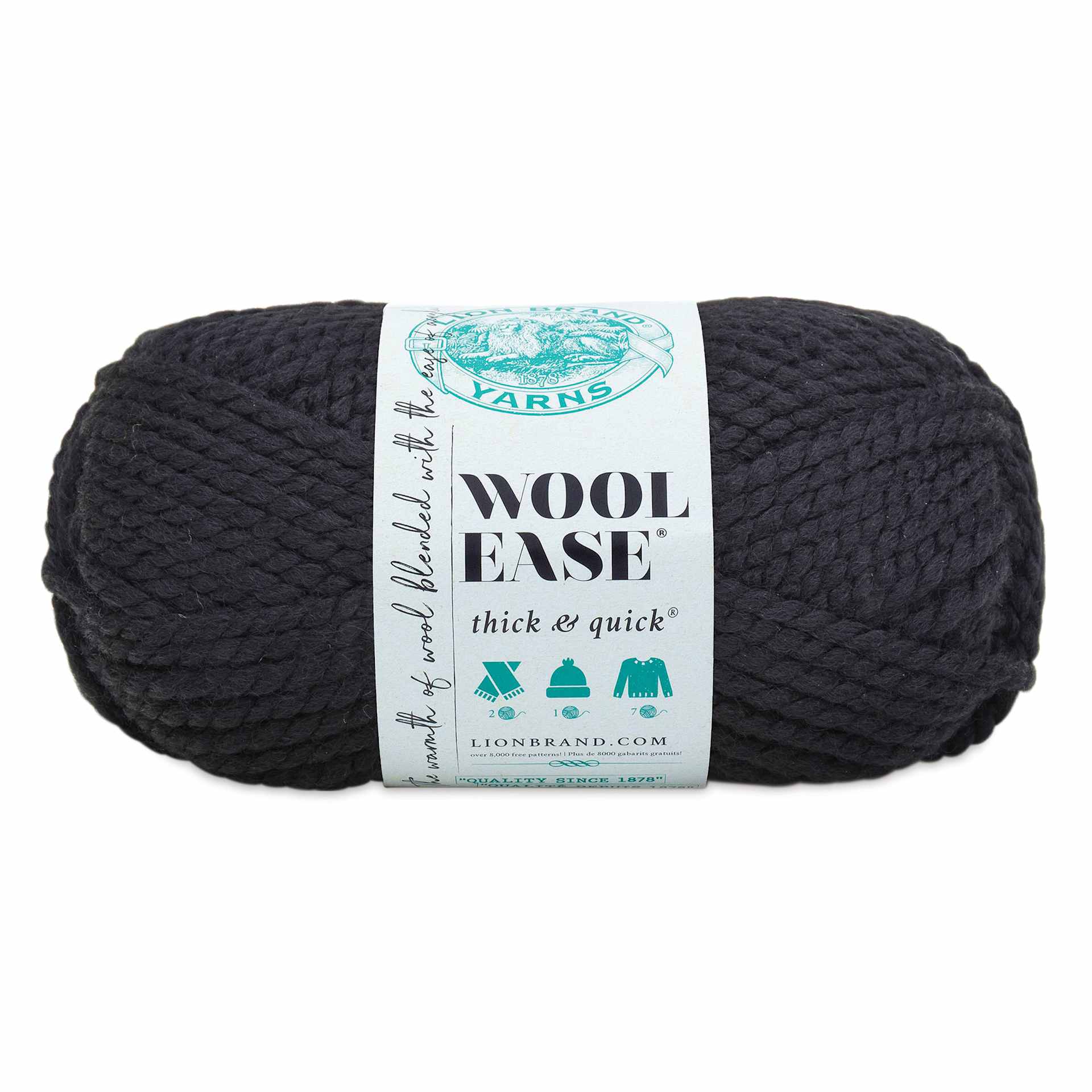 Lion Brand Wool Ease Thick & Quick Yarn - Black, 106 yds