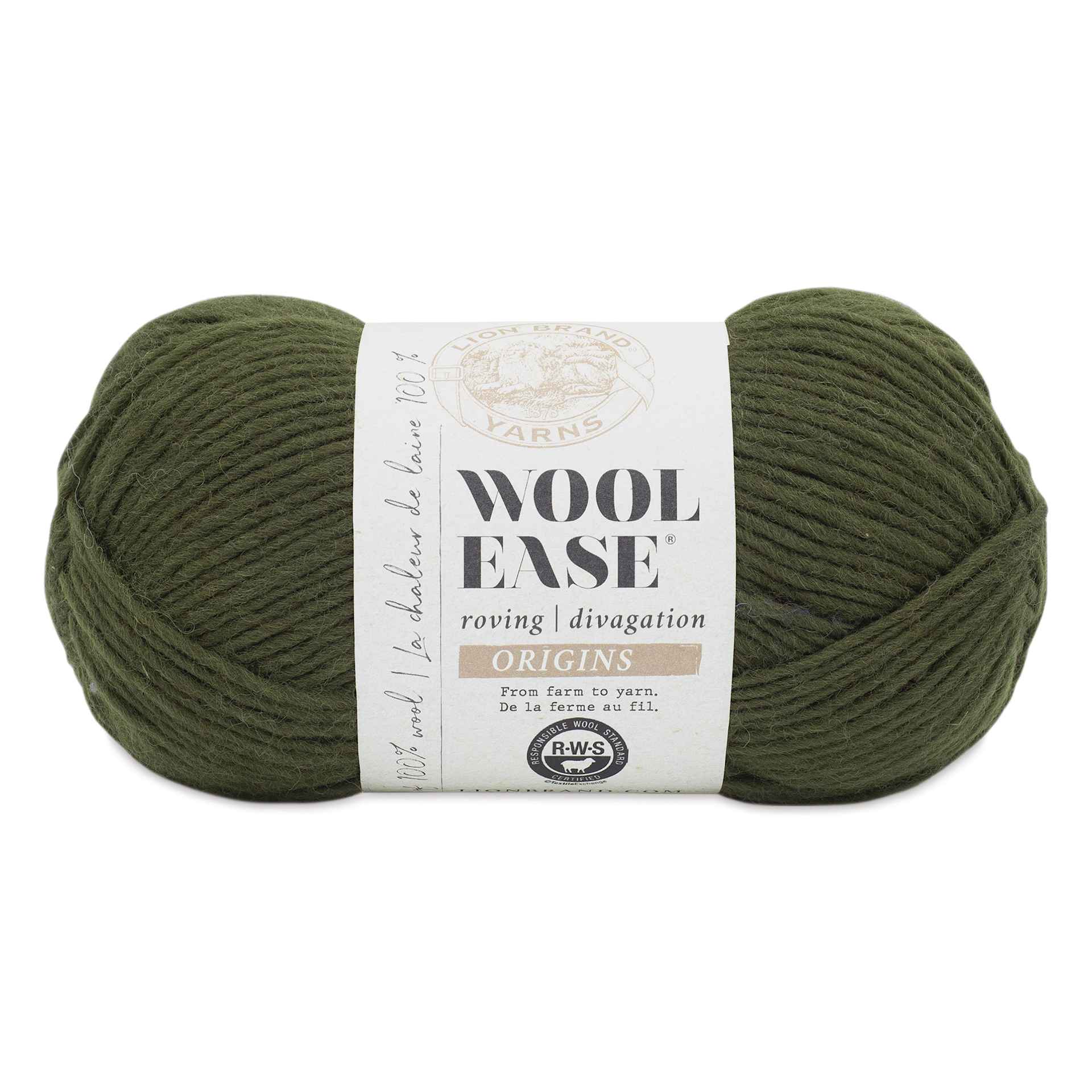 Lion Brand Wool-Ease Roving Origins Yarn - Olive, 299 yds