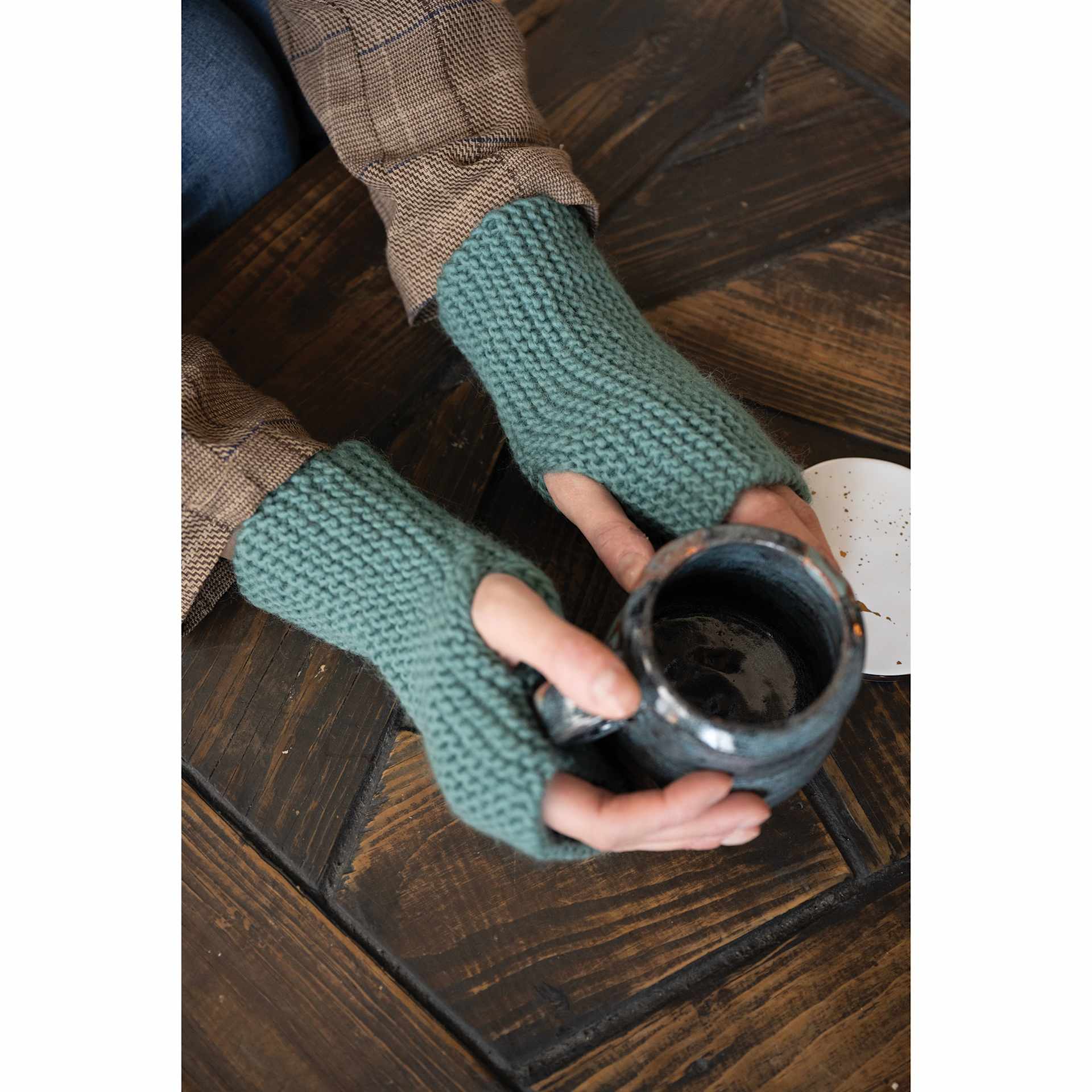 Lion Brand Wool-Ease Roving Origins Yarn - finished hand warmers
