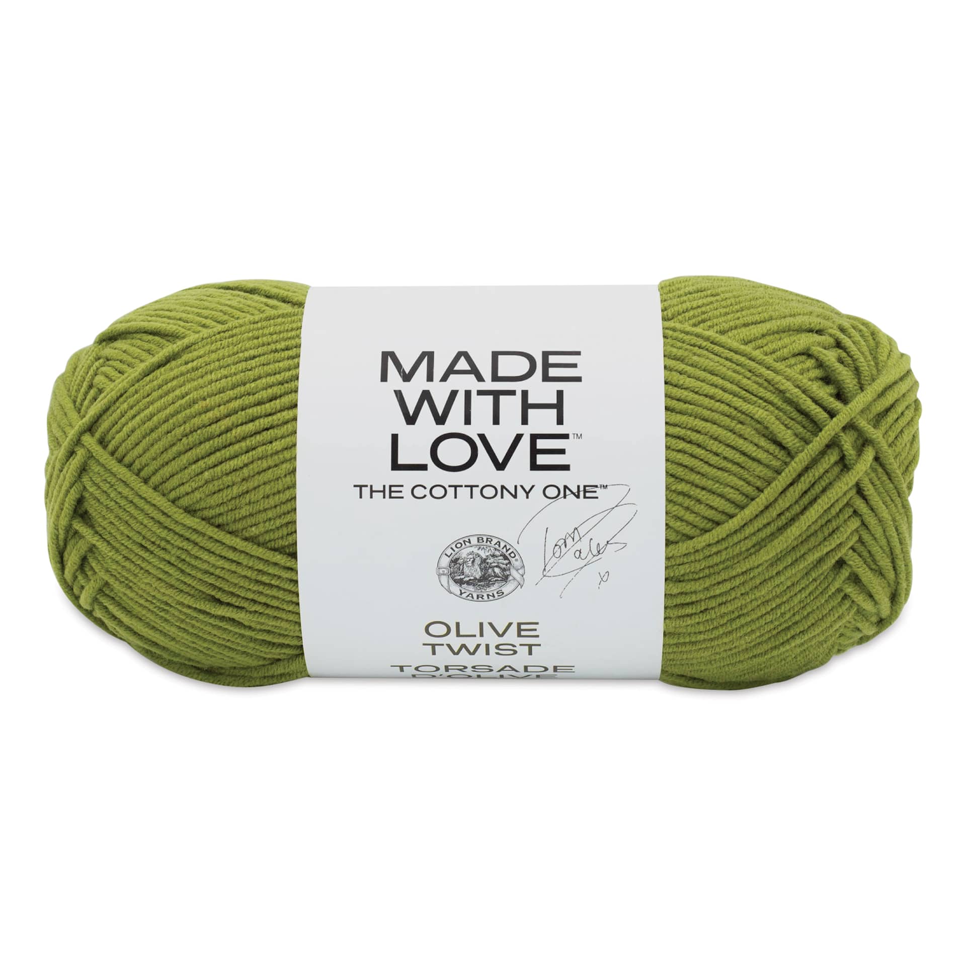 Lion Brand Made With Love The Cottony One Yarn - Olive Twist, 185 yds