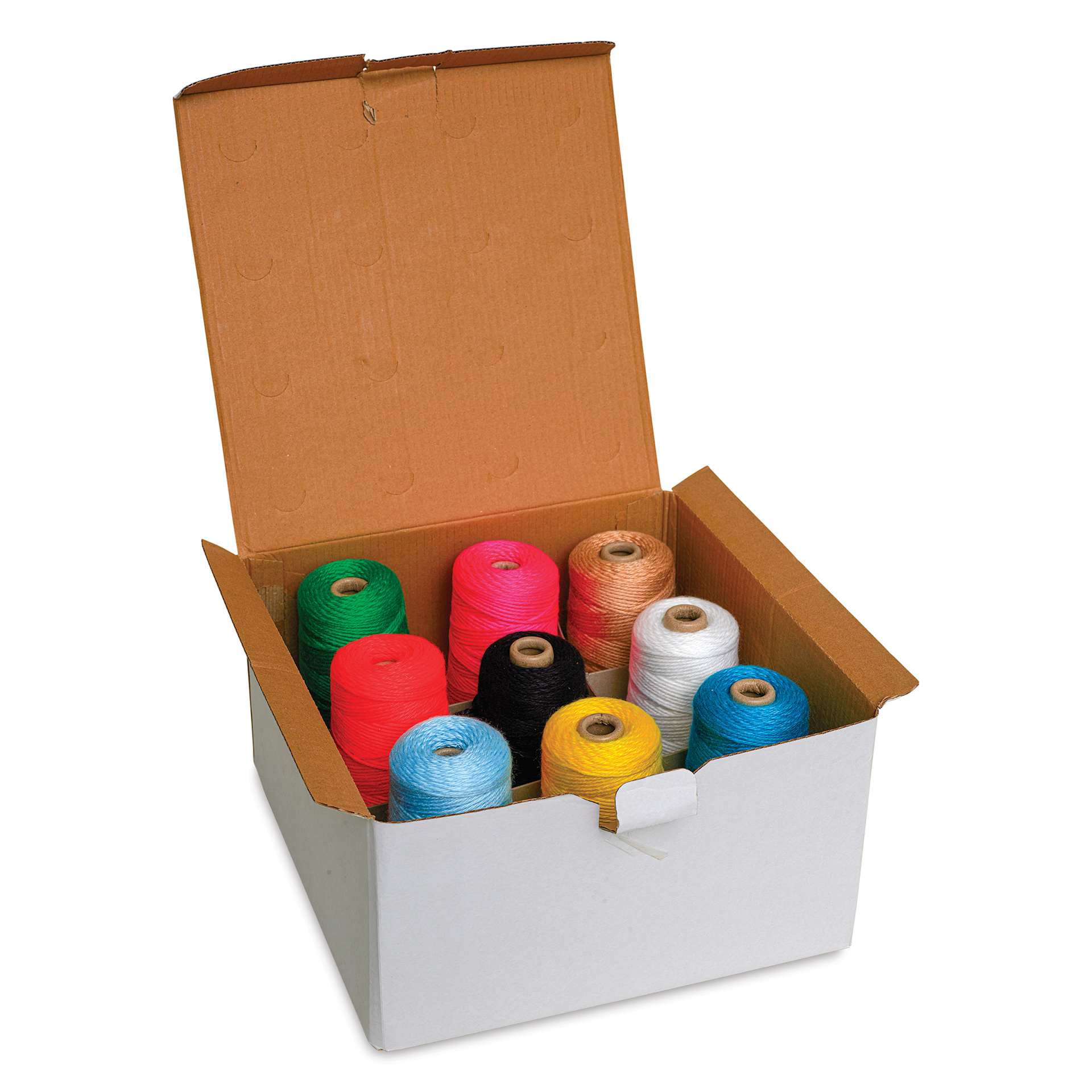 Pepperell Double Weight 4-Ply Yarn Set - Assorted Colors, 8 oz Skeins, Set of 9 - packaging open