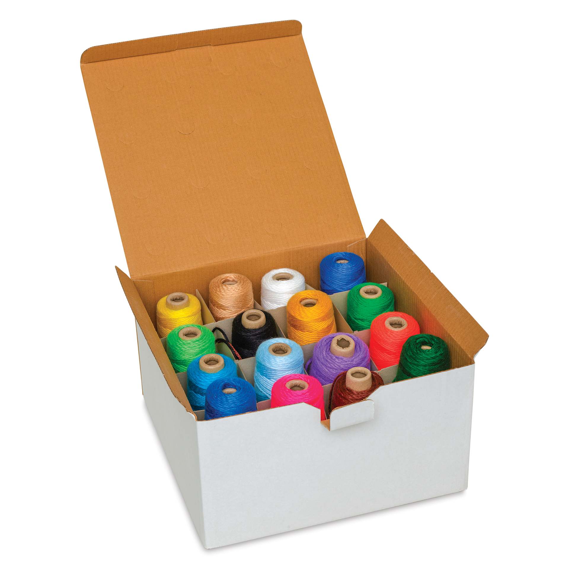 Pepperell Double Weight 4-Ply Yarn - Assorted Colors, 4 oz Skeins, Set of 16 - packaging open