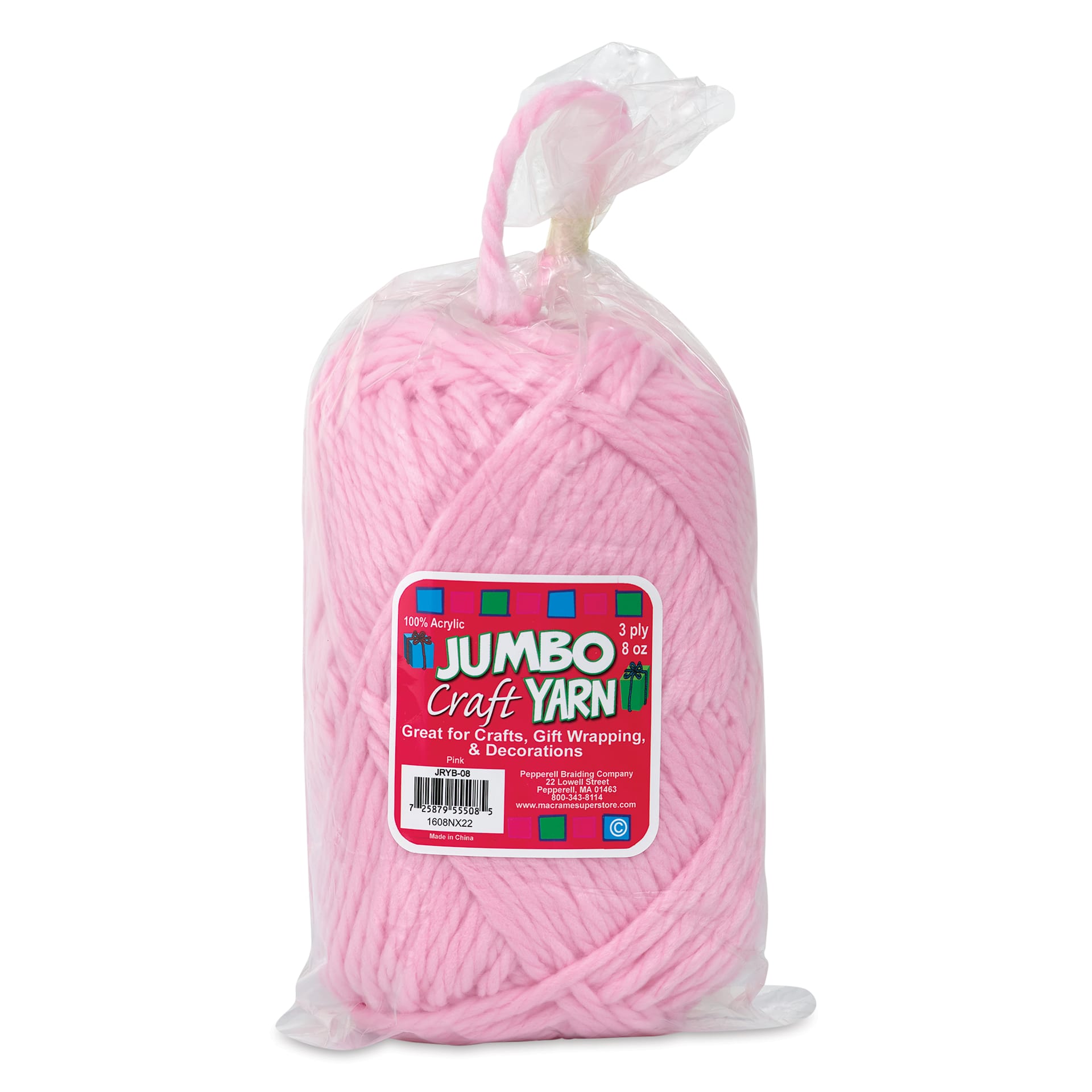 Pepperell Jumbo Roving 3-Ply Craft Yarn - 8 oz, 150 yds, Light Pink - front of packaging