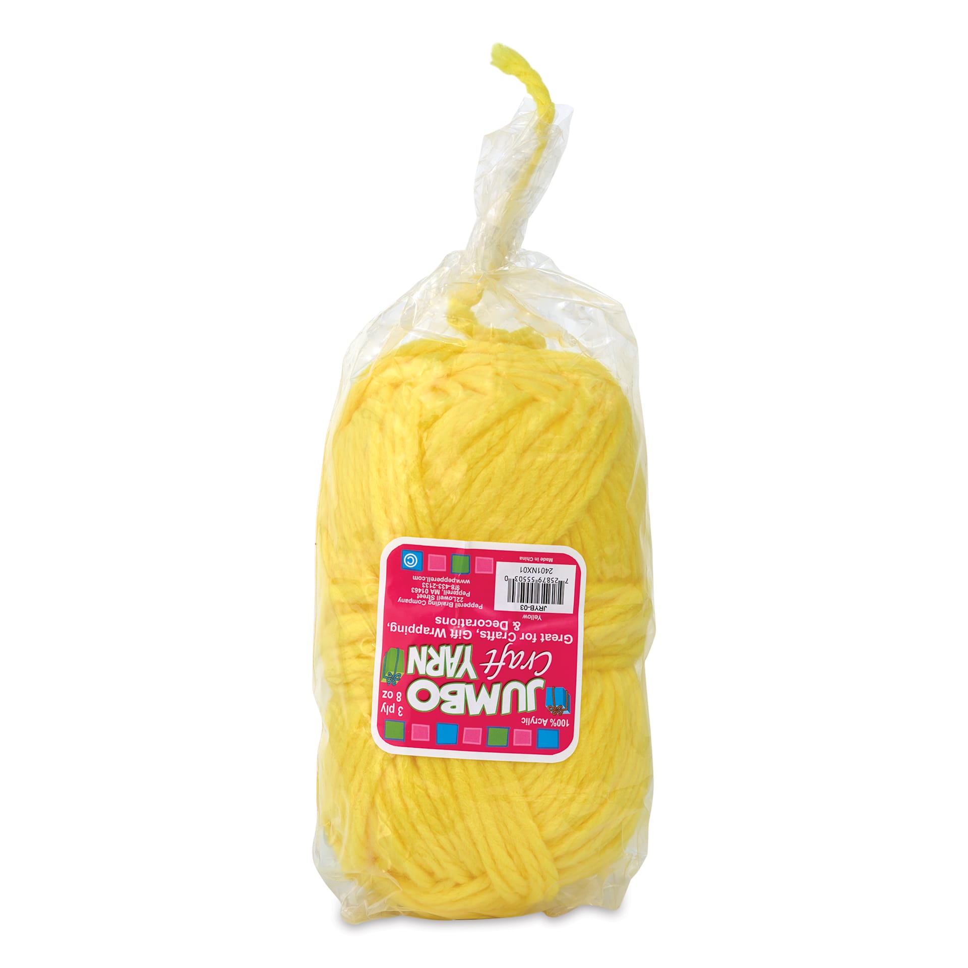 Pepperell Jumbo Roving 3-Ply Craft Yarn - 8 oz, 150 yds, Yellow - front of packaging