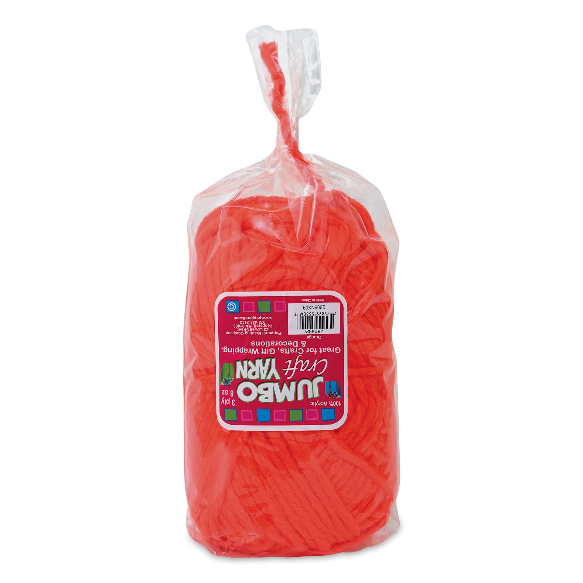 Pepperell Jumbo Roving 3-Ply Craft Yarn - 8 oz, 150 yds, Orange - front of packaging
