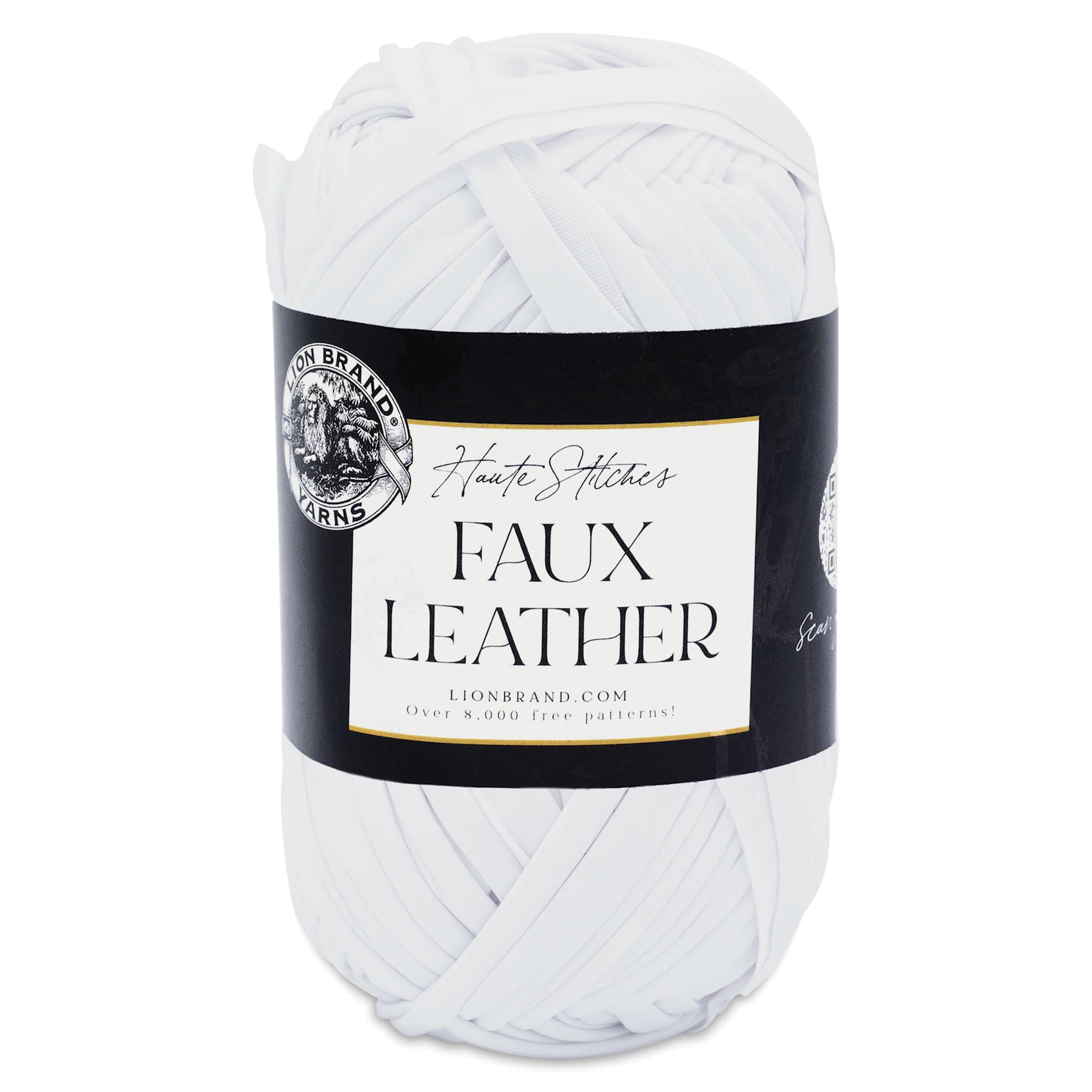 Lion Brand Yarn Haute Stitches Faux Leather Yarn - New York White, 39 yds