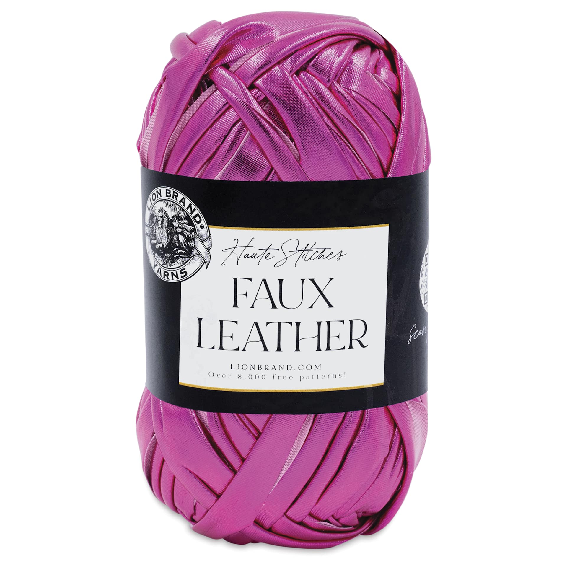 Lion Brand Yarn Haute Stitches Faux Leather Yarn - Hot Pink, 39 yds