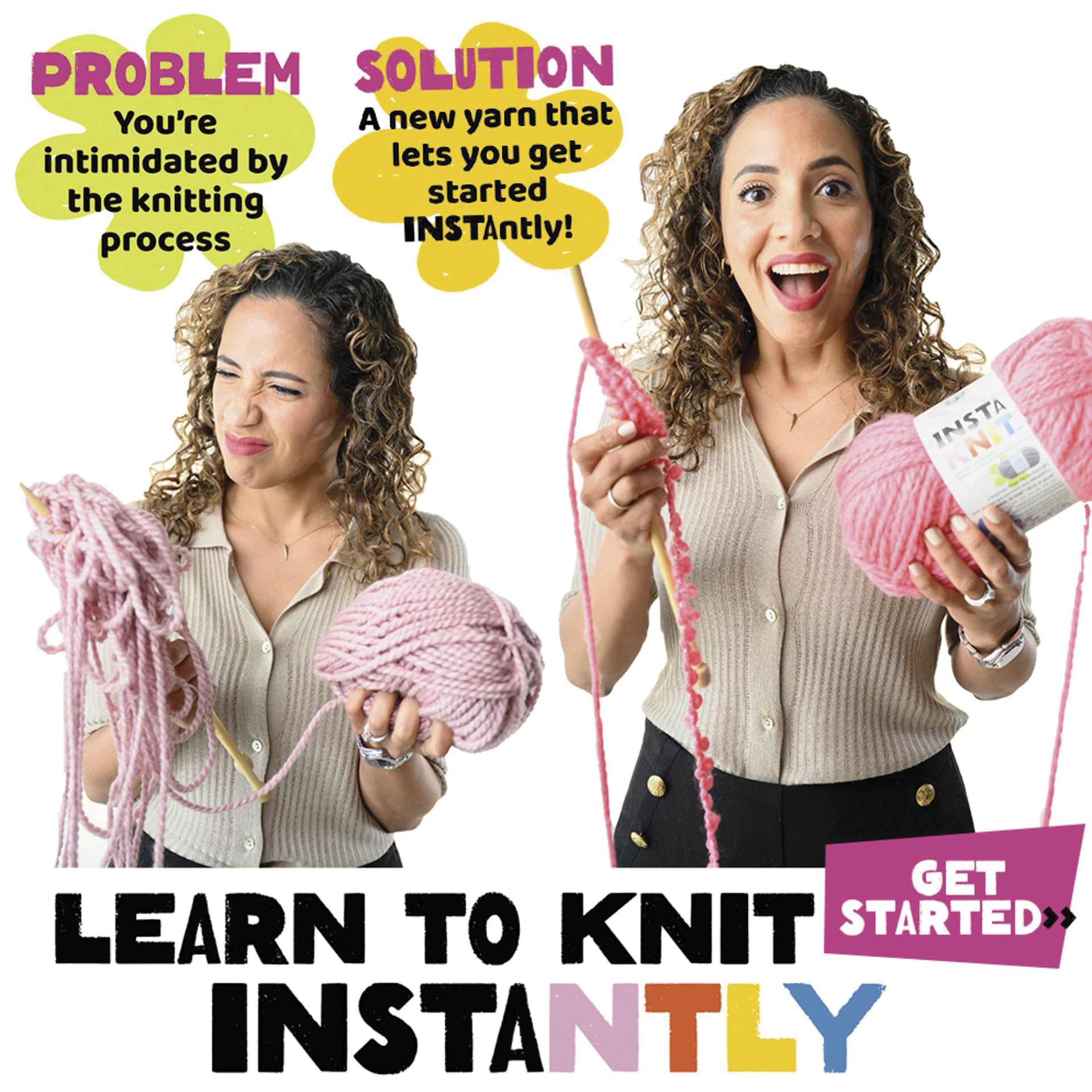 Lion Brand Yarn InstaKnit Yarn - learn to knit instantly