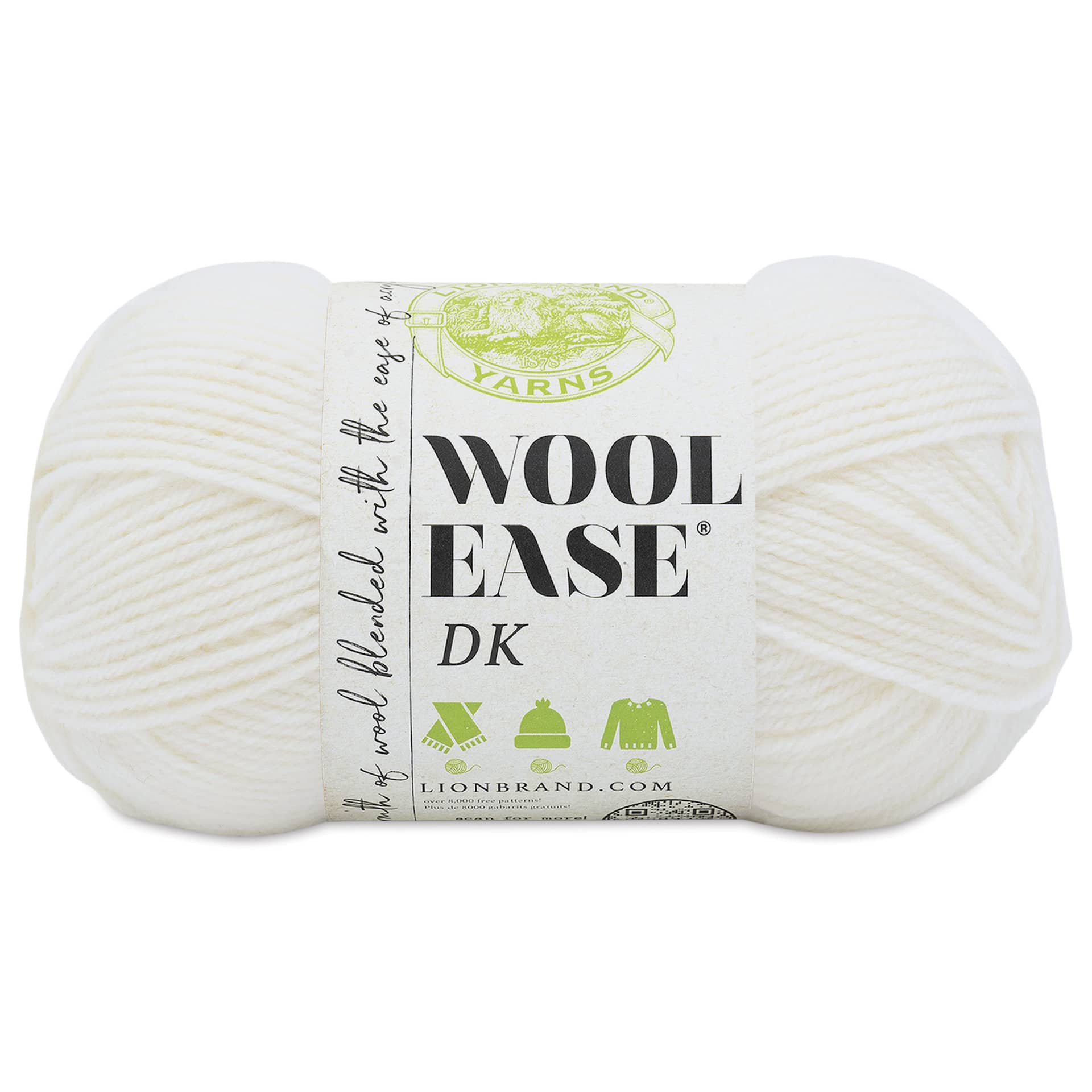 Lion Brand Yarn Wool-Ease DK Yarn - Cream, 232 yds