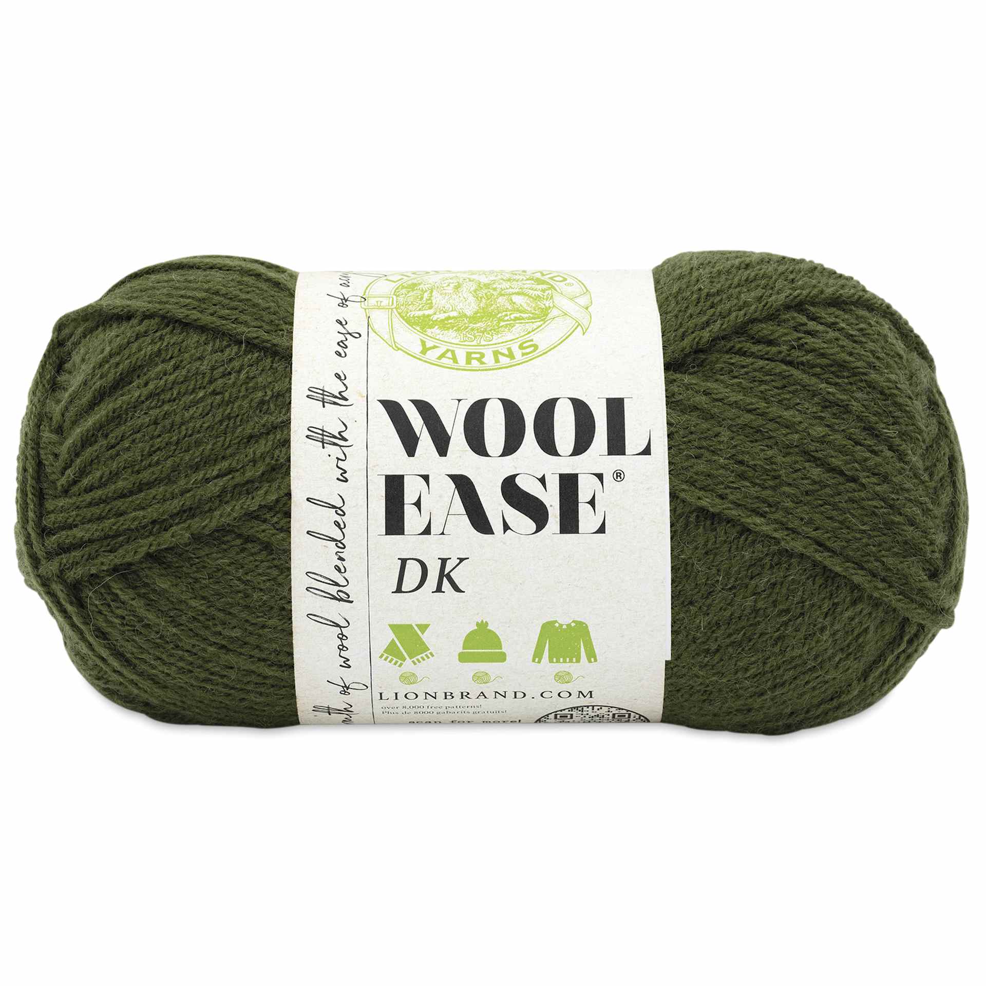 Lion Brand Yarn Wool-Ease DK Yarn - Olive, 232 yds