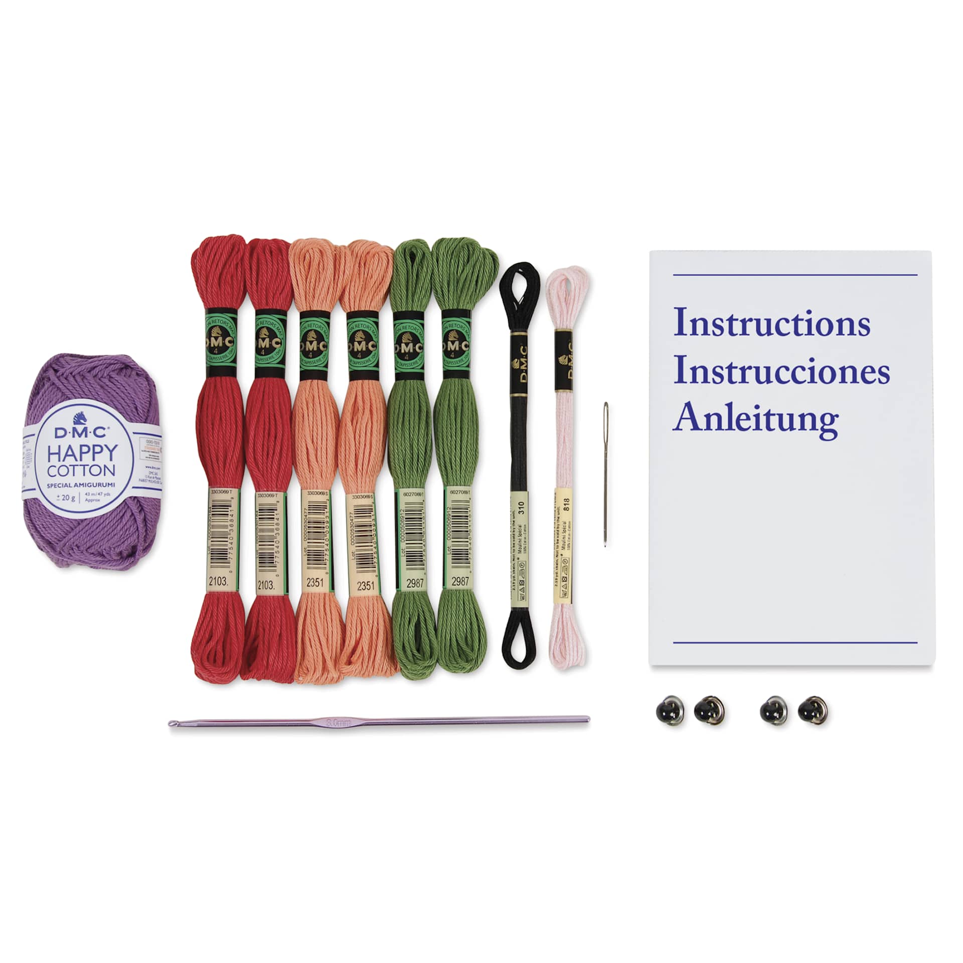 DMC Amigurumi Kits - Veggie Pals - contents