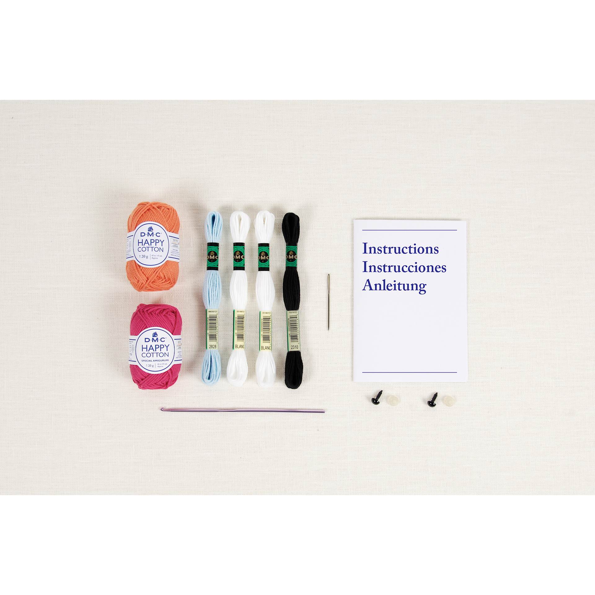 DMC Amigurumi Ocean Life Kit - Clownfish, kit contents