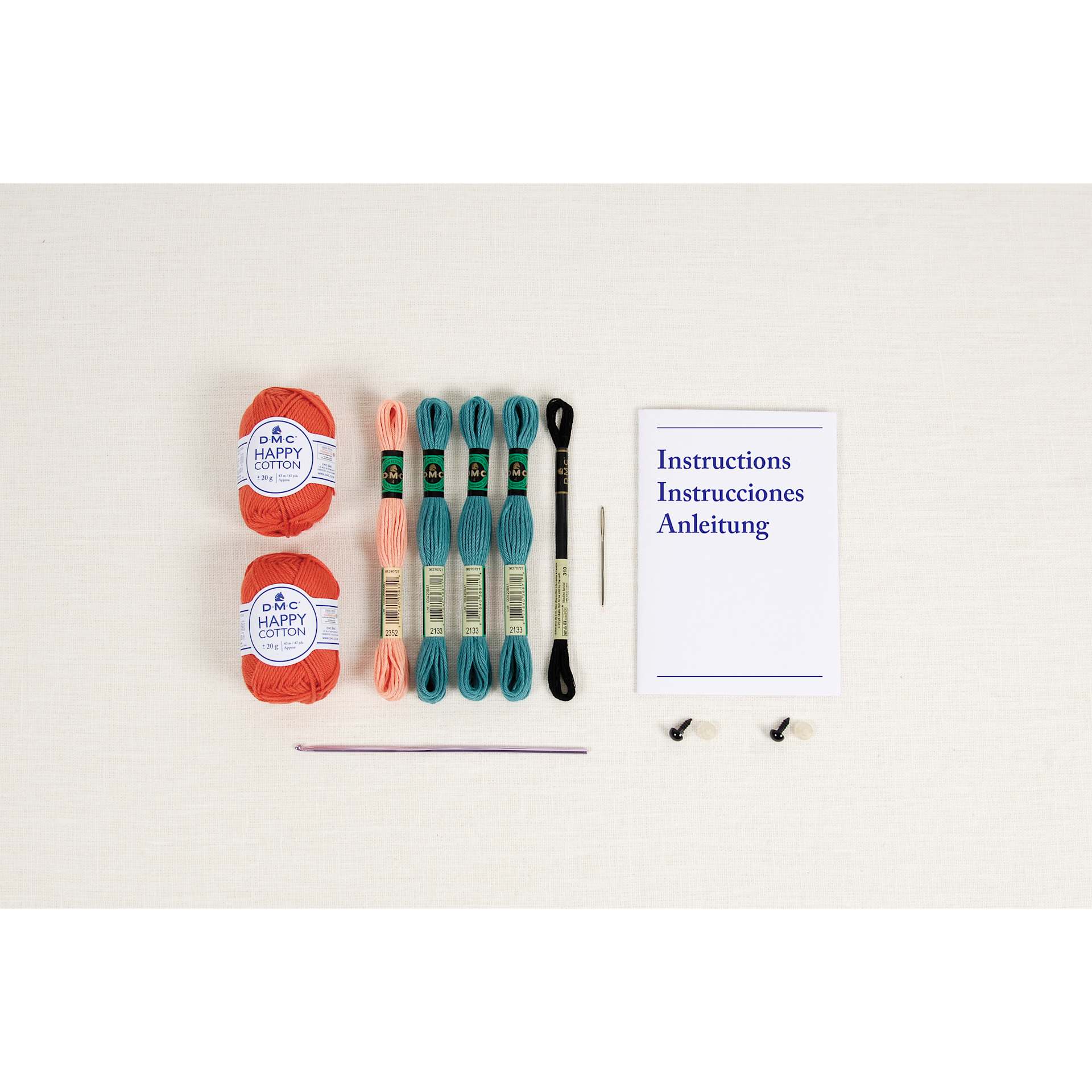 DMC Amigurumi Ocean Life Kit - Crab, contents