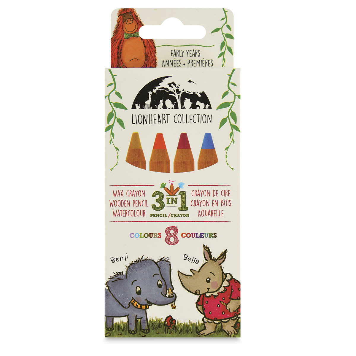 Manuscript Lionheart 3-in-1 Jumbo Wooden Watersoluble Wax Crayons - Front of package
