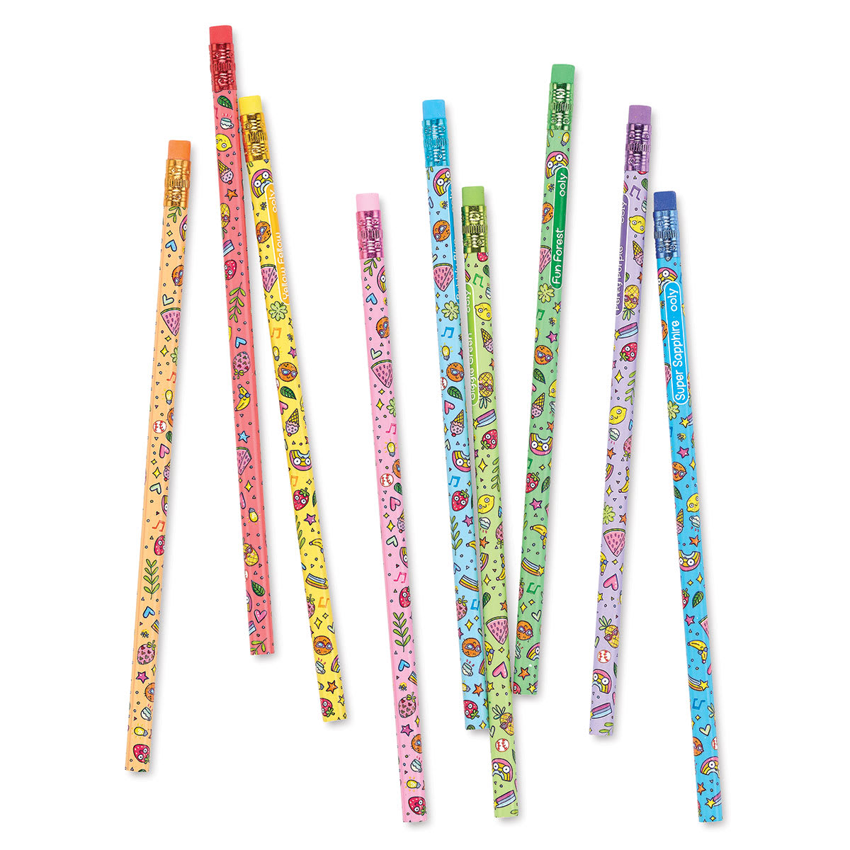 Ooly Color Doodlers Fruity Scented Erasable Colored Pencils, out of packaging