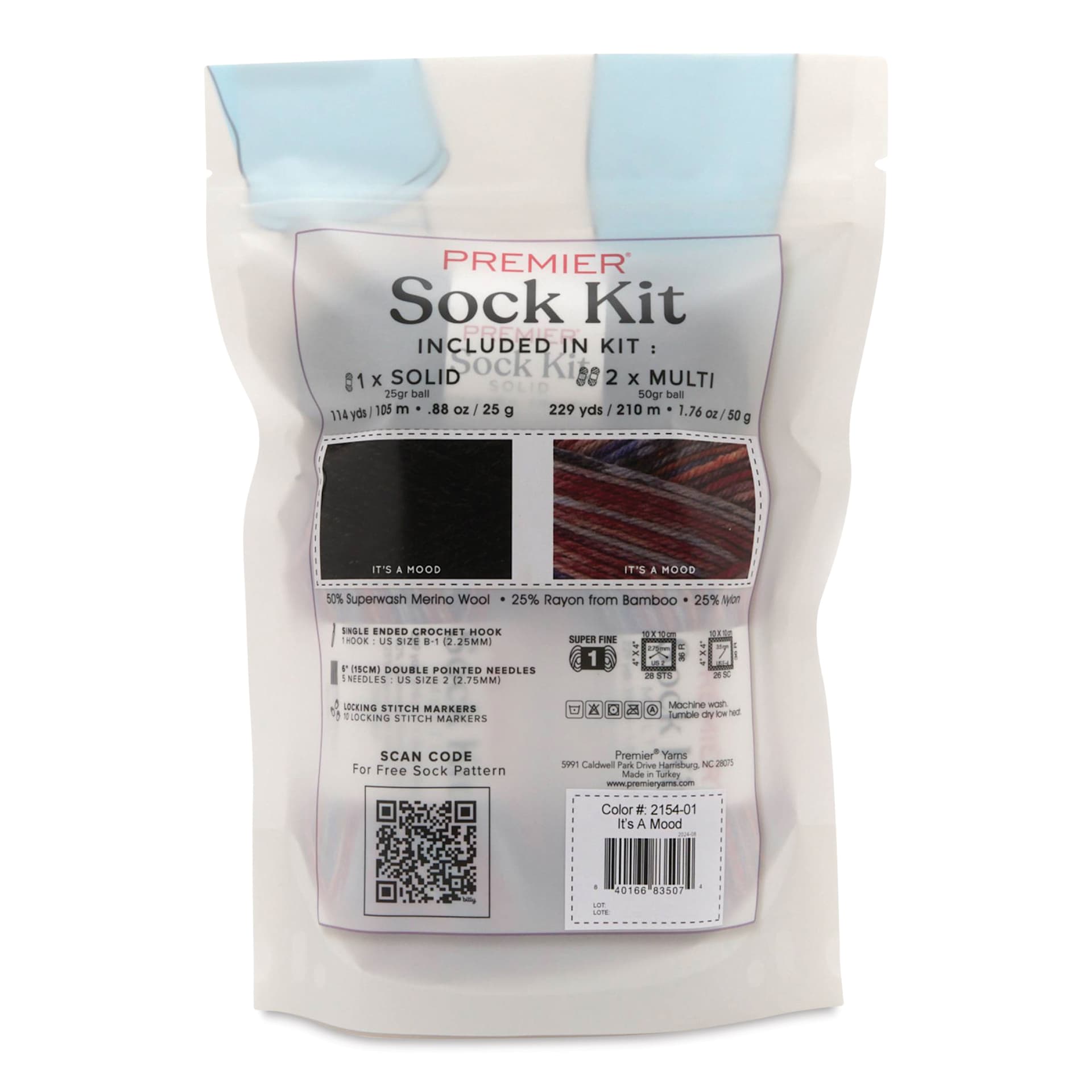 Premier Yarn Sock Kit - It's A Mood - back of packaging