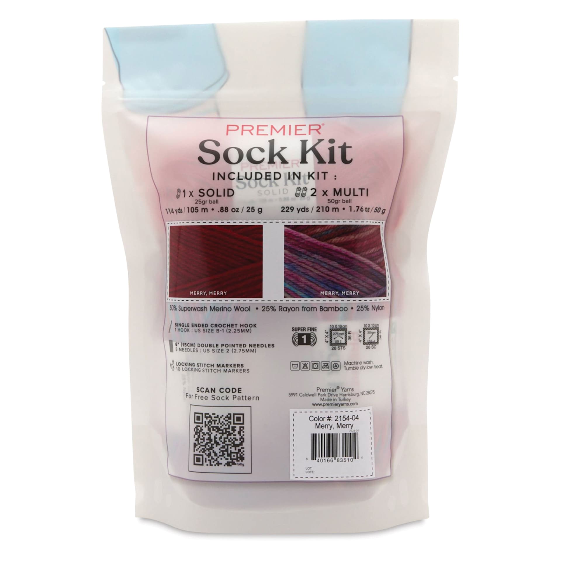 Premier Yarn Sock Kit - Merry, Merry - back of packaging