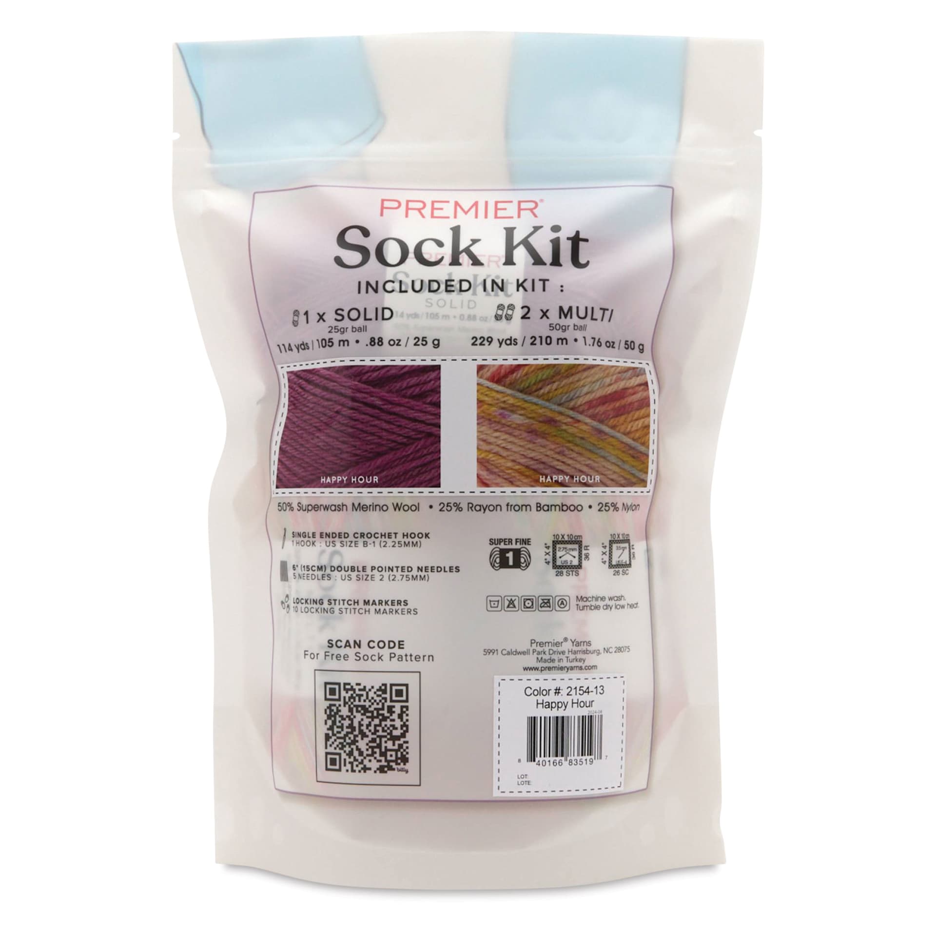 Premier Yarn Sock Kit - Happy Hour - back of packaging